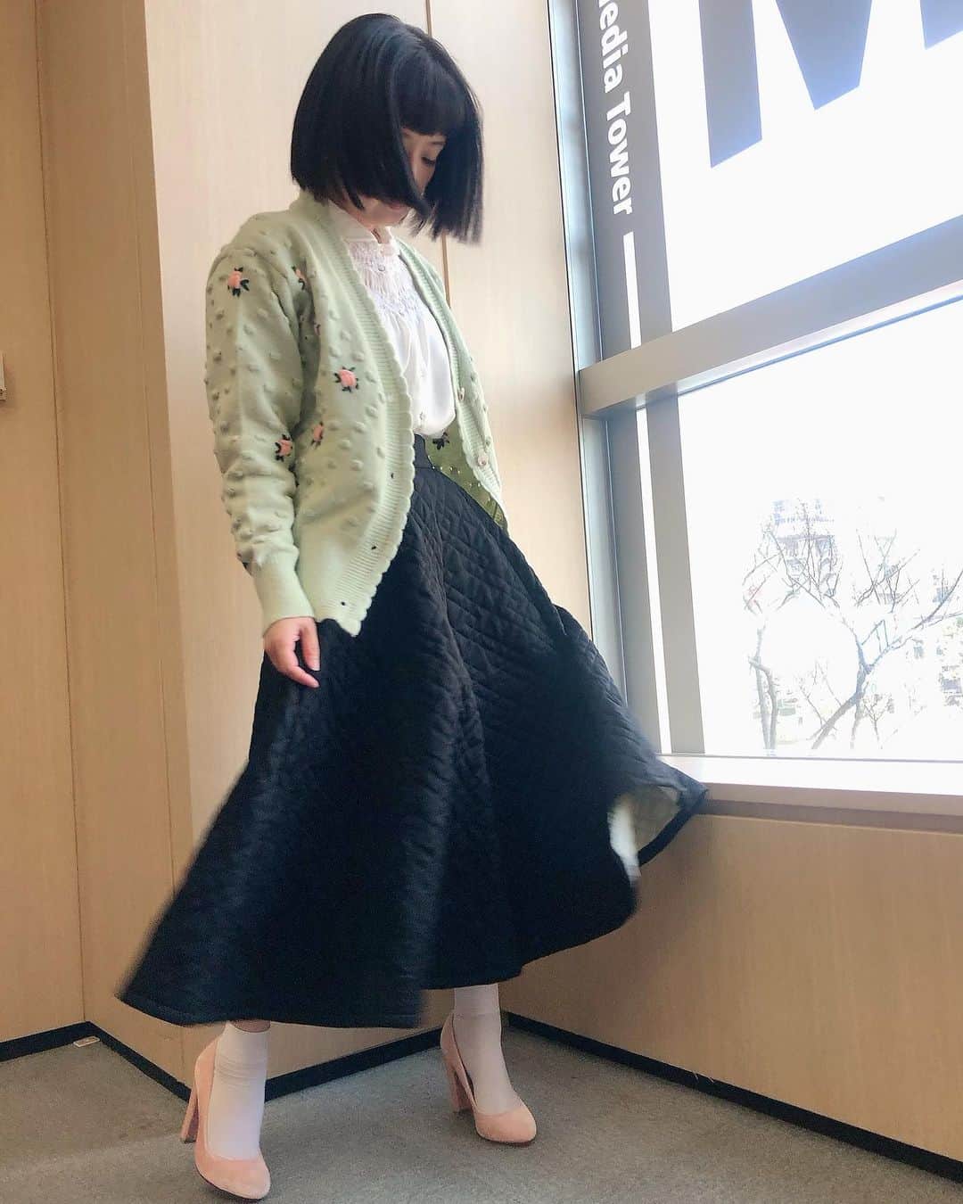 千秋さんのインスタグラム写真 - (千秋Instagram)「このキルティングのスカート可愛い  #ノンストップ #フジテレビ #生放送」1月22日 12時19分 - chiaki77777