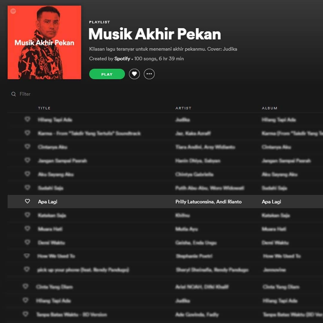 Prilly Latuconsinaさんのインスタグラム写真 - (Prilly LatuconsinaInstagram)「Pagi iniii #ApaLagi sudah masuk di beberapa playlist @spotify @spotifyasia Makasih ya semuaaa! bagaimana lagunya? suka gak?  @andirianto_official  . . Jika Cinta hanyalah angan, dan kalian terus terusan berandai, lebih baik kalian pikirkan #ApaLagi yang harus dilakukan?  teruntuk kamu dan kamu yang sedang mencintai sendirian. Semoga mendapatkan cinta yang pantas ya. 🙂 #ApaLagi  #CeritaApaLagi」1月22日 12時24分 - prillylatuconsina96