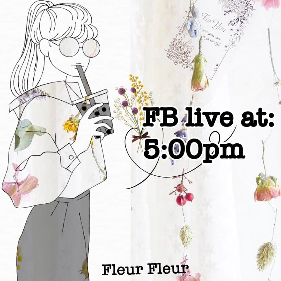 Fleur Fleurのインスタグラム：「全店購買三件可享七折優惠開始啦🌸🥳 做一個簡短嘅直播介紹吓 有乜嘢正正嘅減價貨俾大家🥰🦋🦋🦋 一陣間5:00有冇人喺屋企收睇呀？🥰💯」