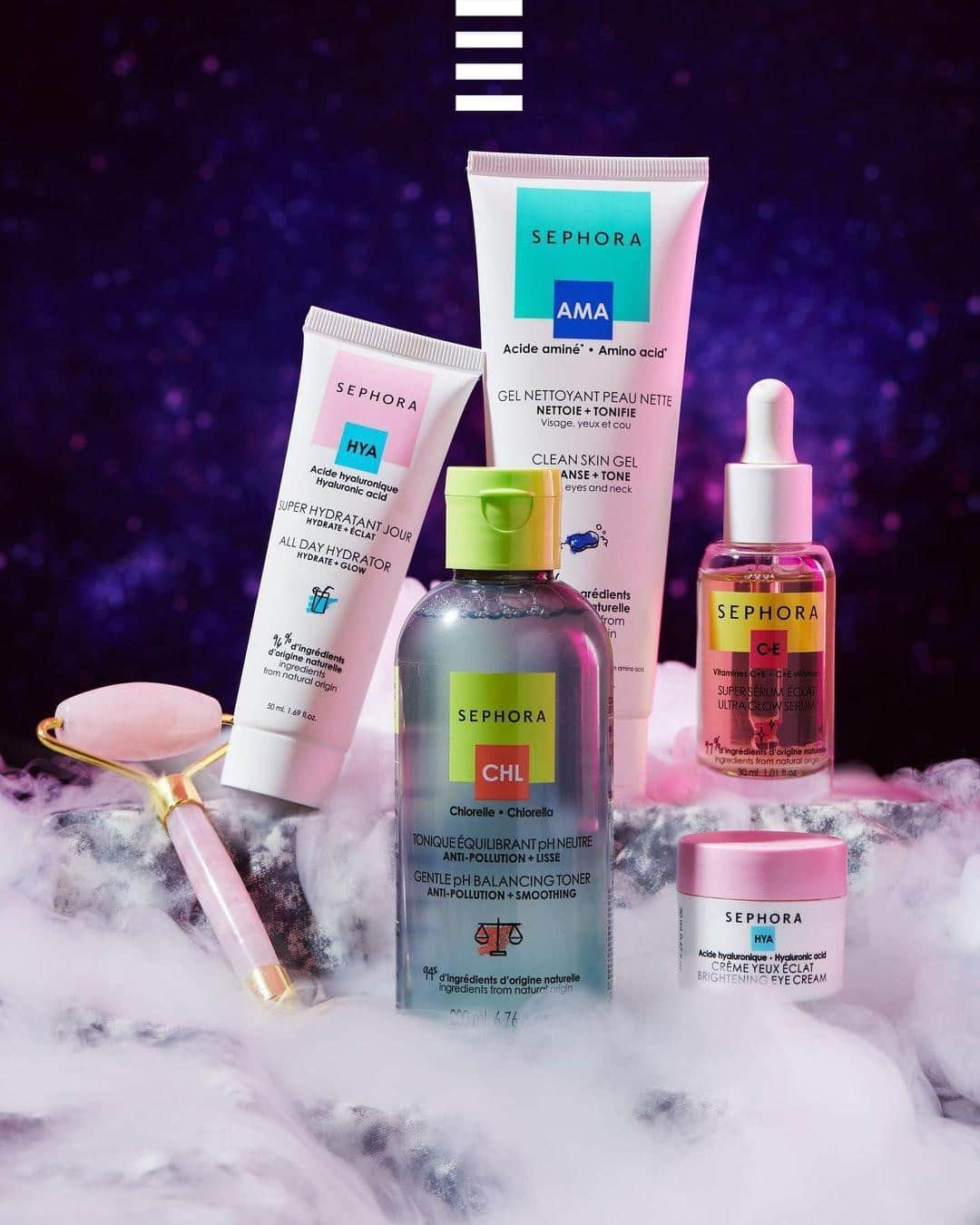 セフォラさんのインスタグラム写真 - (セフォラInstagram)「@sephoracollection dream team ✨😍  Pour une routine parfaite : 1⃣ Gel Nettoyant Peau Nette 2⃣ Tonique équilibrant pH neutre 3⃣ Super Sérum Eclat 4⃣ Super Hydratant Jour 5⃣ Crème Yeux Eclat  💡 Utilisez le Roller Visage au Quartz pour masser en même temps que vous appliquez vos soins.  #SephoraCollection #SephoraFrance」1月23日 3時00分 - sephorafrance