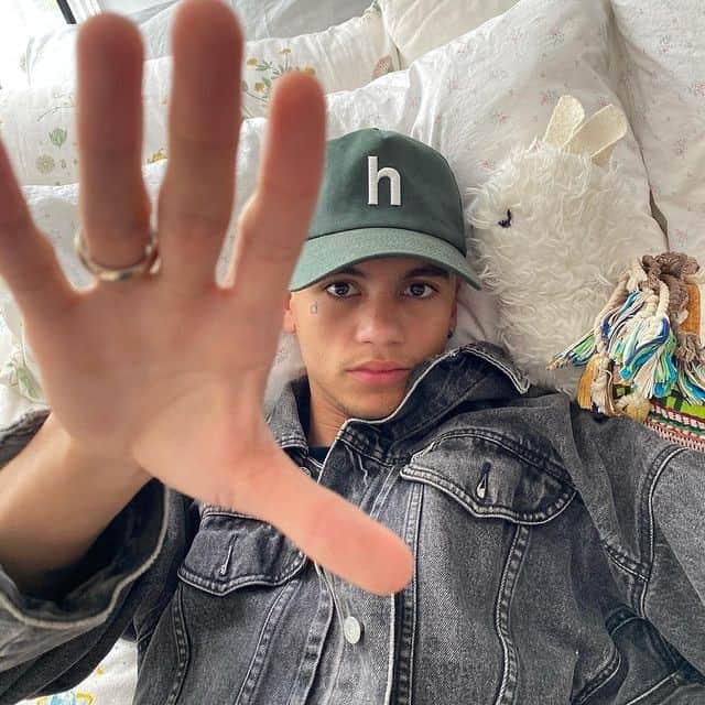 ゲスのインスタグラム：「at home w/ @dominicfike wearing #GUESSVintage」