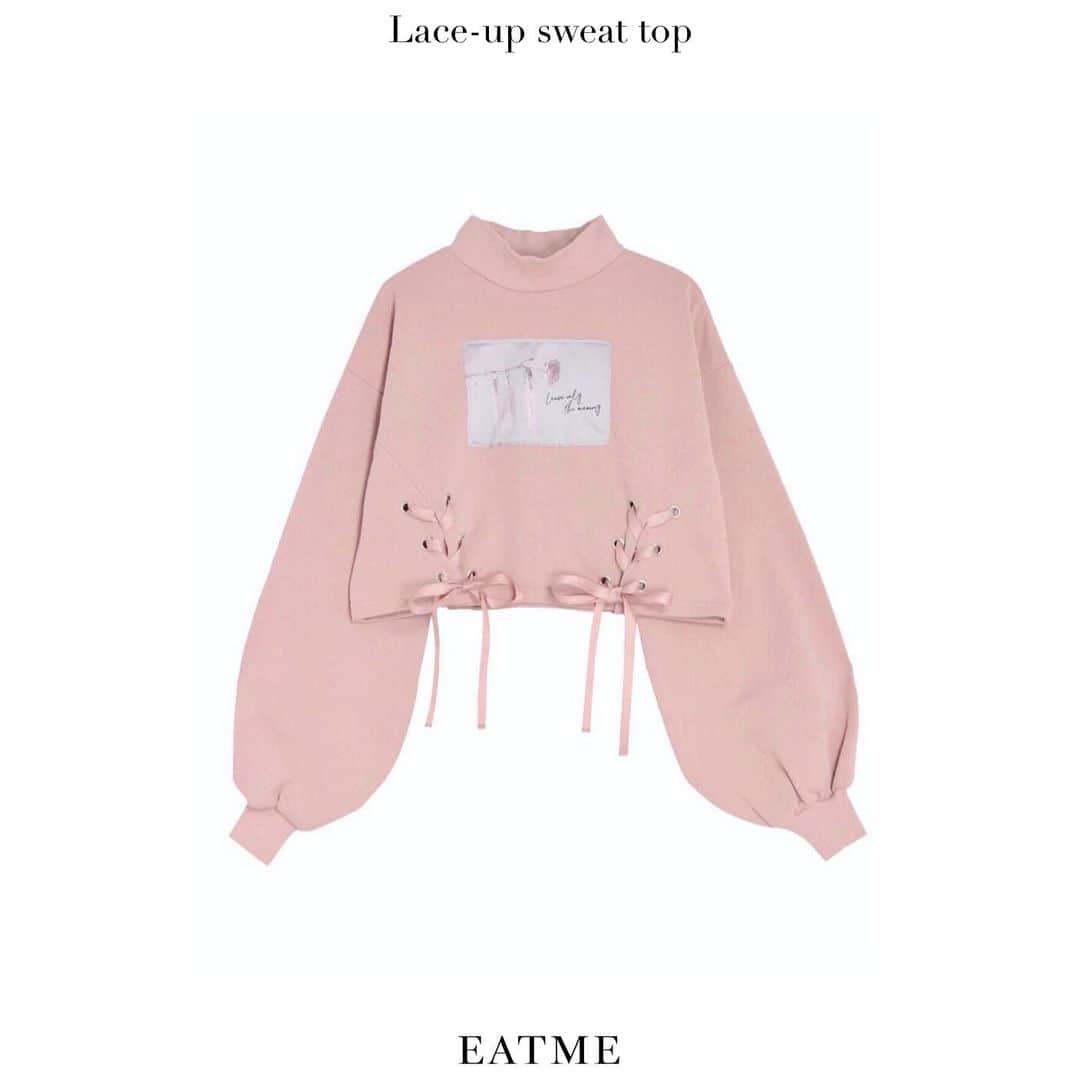 EATMEのインスタグラム：「1.22 update... #EATME #JANUARY #NEW #ITEM . TOP画面のURLからEATME WEB  STOREをCHECK▶︎▶︎▶︎ @eatme_japan . 🌹レースアップスウェットトップ ¥8,150(＋tax) PNK.GRY.BLK ☑︎FREE ※発売中 . #EATME_CODE #eatmejapan #イートミー」