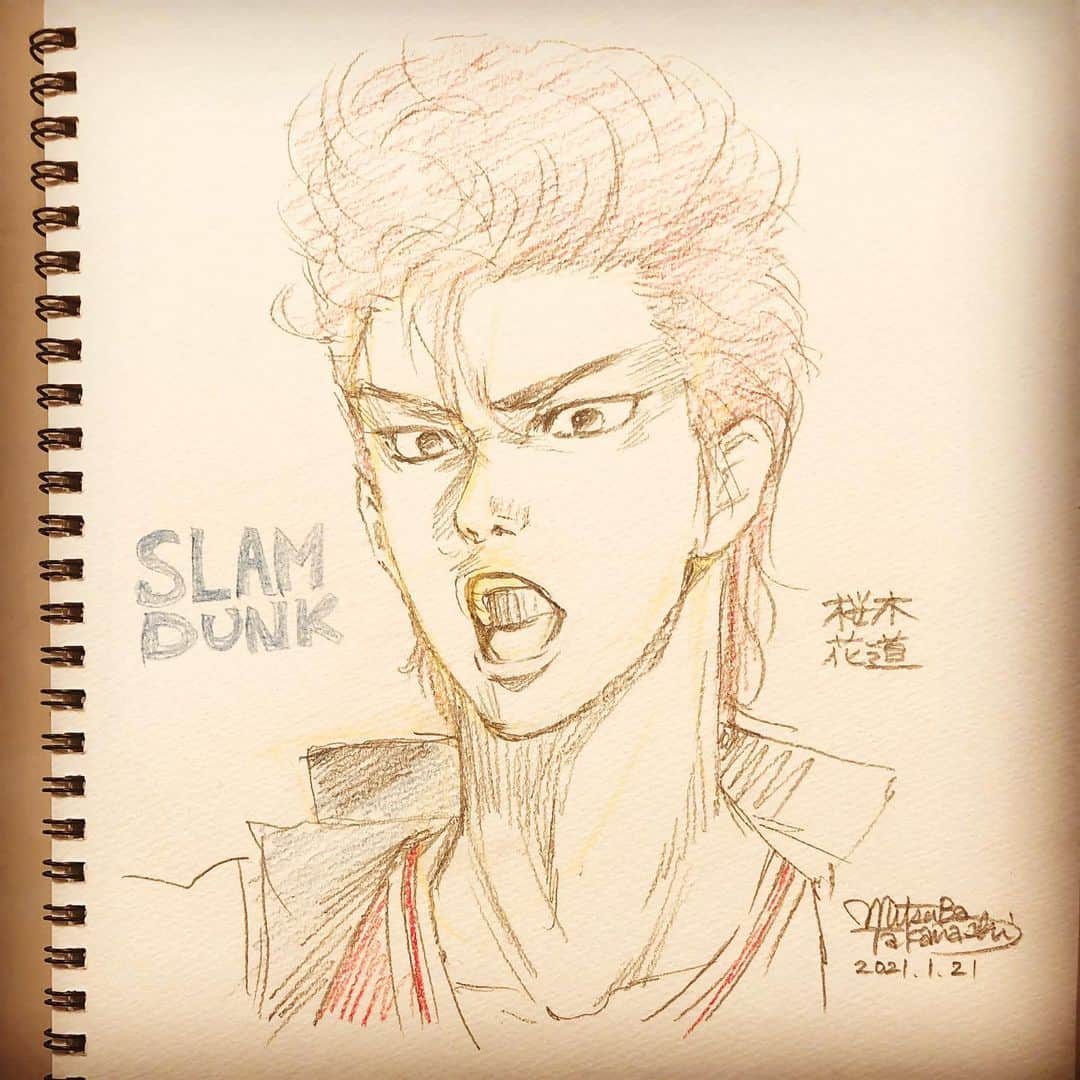 のインスタグラム：「リクエストイラスト 描かせていただきました🙇‍♀️ 映画楽しみにしております！ #桜木花道  #slamdunk」