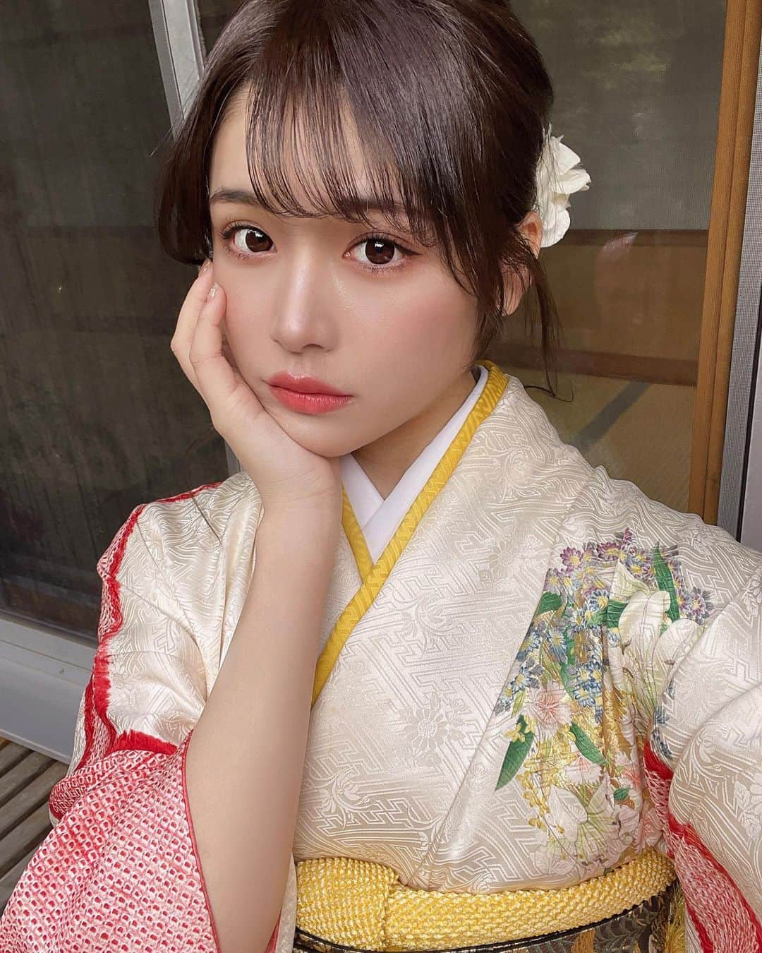 卯余野陽菜乃のインスタグラム：「🐮🌸 #振袖#着物#kimono」