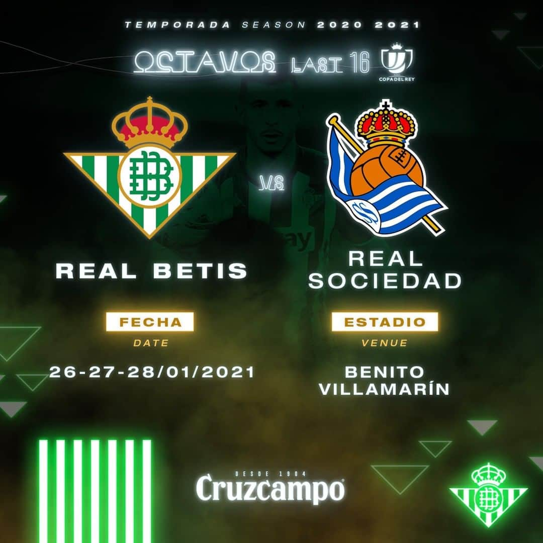 レアル・ベティスさんのインスタグラム写真 - (レアル・ベティスInstagram)「¡Nos enfrentaremos a la @realsociedad en los octavos de final de la #CopaDelRey! 🏆⚽💚 -- We'll face Real Sociedad in the Last 16 of #CopaDelRey! 🏆⚽💚」1月22日 21時37分 - realbetisbalompie