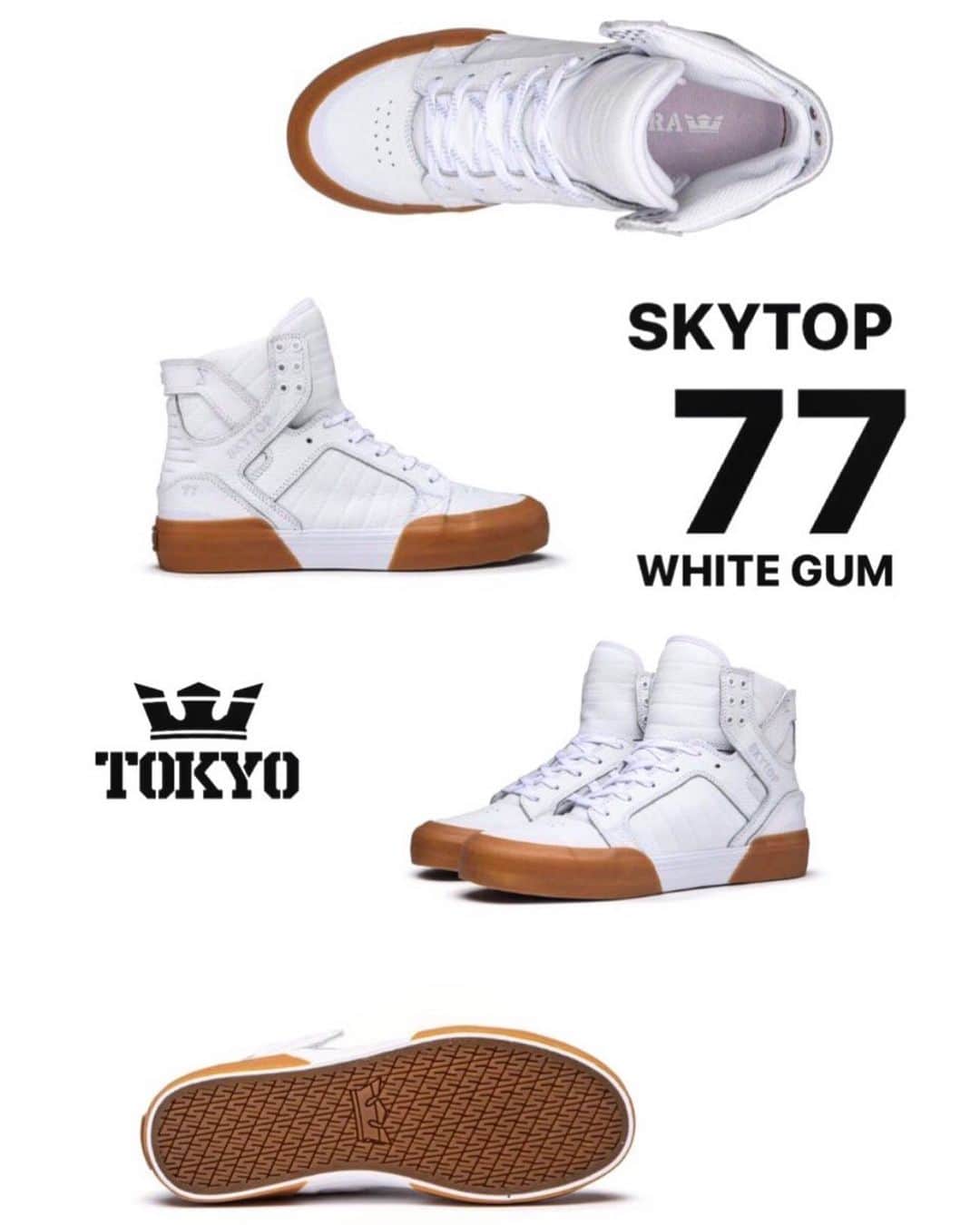 のインスタグラム：「. SUPRA × CHAD MUSKA 【SKYTOP 77】 instore & online #suprafootweartokyo #sneaker #skytop77 #chadmuska」