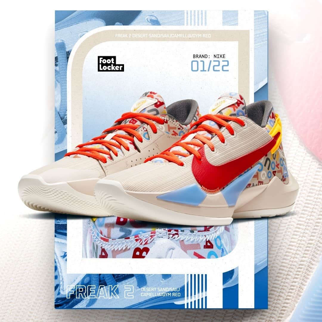 のインスタグラム：「The  #Nike Zoom Freak 2 'Letter Bro' is now available online and in select stores.」