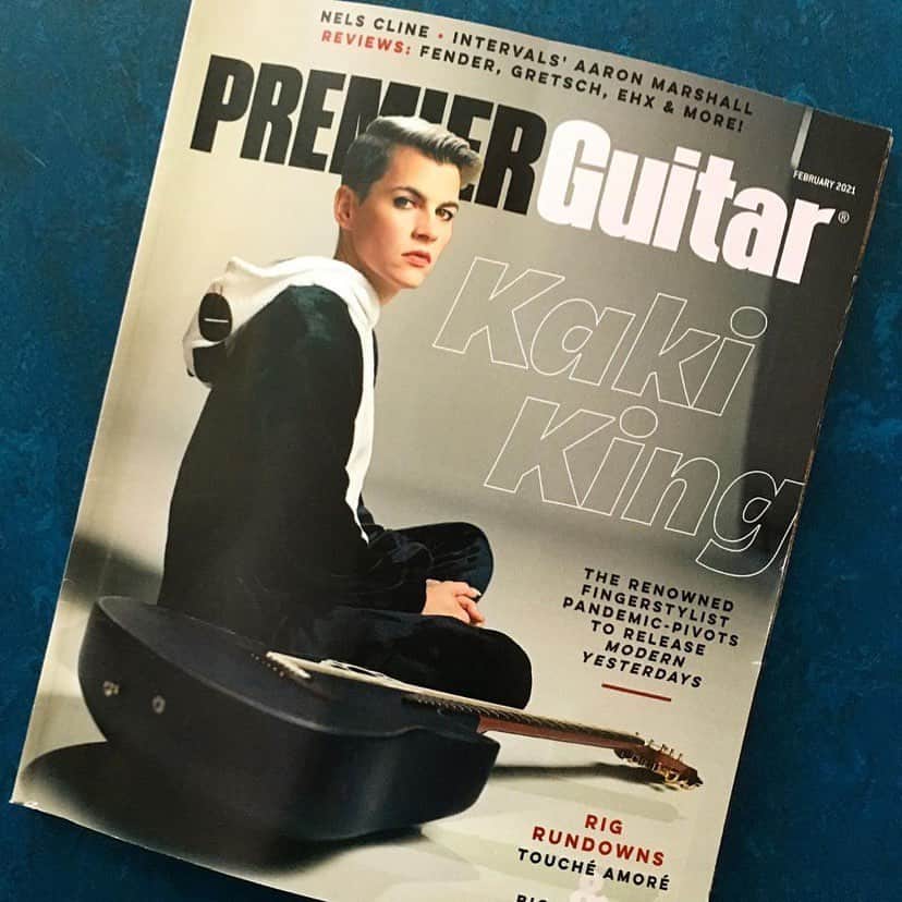 カーキ・キングのインスタグラム：「Thank you @nickmillevoi for the interview in the latest Premier Guitar. I'm on the cover looking like a bad bitch wearing a panda suit. Dress for the job you want they say.   Repost from @nickmillevoi • I’m very excited to see my story on @kakigram in the cover of the new @premierguitar. CHECK IT OUT!!!! I love her new record, Modern Yesterdays, and there was a lot for us to chat about! . . . #kakiking #passerelle #passerellebridge #premierguitar #modernyesterdays」