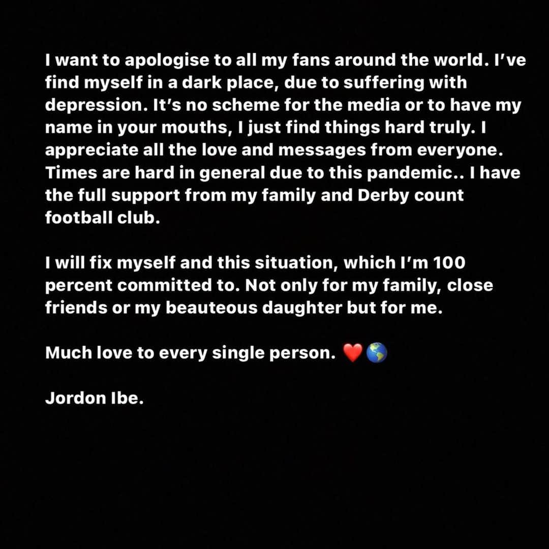 ジョーダン・アイブのインスタグラム：「I show this for anyone else going through depression. Period! I Kept it so quiet for years #SPEAKUP」