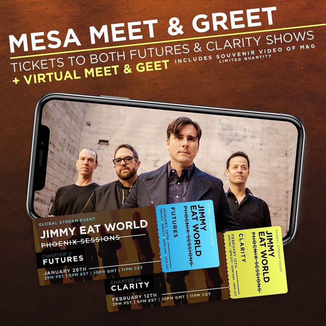 Jimmy Eat Worldのインスタグラム：「One week until #Futures #PhoenixSessions premieres!   Grab your ticket for both of the remaining album performances and hangout with us for a bit! jimmyeatworldlive.com」