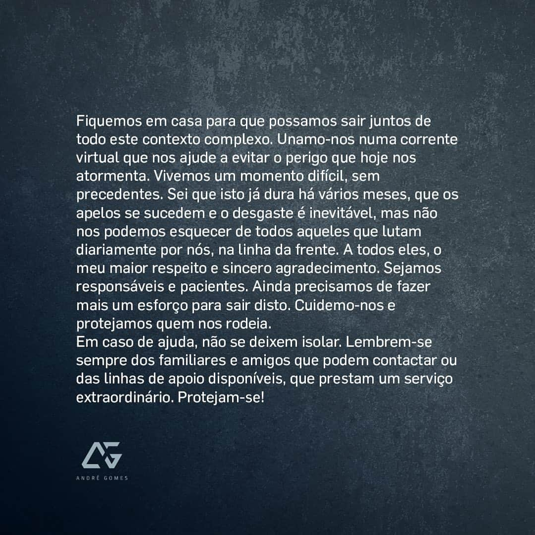 アンドレ・ゴメスさんのインスタグラム写真 - (アンドレ・ゴメスInstagram)「⠀⠀⠀⠀⠀⠀⠀⠀⠀  🇵🇹 Protejam-se!  🇬🇧 Stay safe!」1月23日 2時52分 - aftgomes21