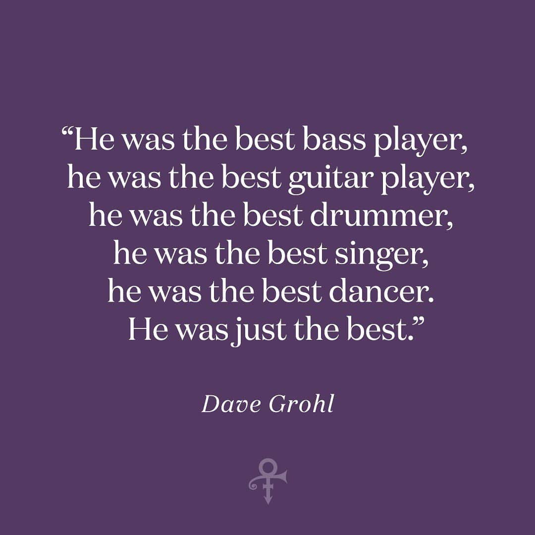 プリンスさんのインスタグラム写真 - (プリンスInstagram)「"He was the best bass player, he was the best guitar player, he was the best drummer, he was the best singer, he was the best dancer. He was just the best." — Dave Grohl  Last year, while getting ready to perform "Darling Nikki" with the @foofighters at "Let's Go Crazy: The GRAMMYs Salute to Prince," Dave Grohl took time to reflect on his love for Prince. "He was just the best," he said.」1月23日 6時49分 - prince