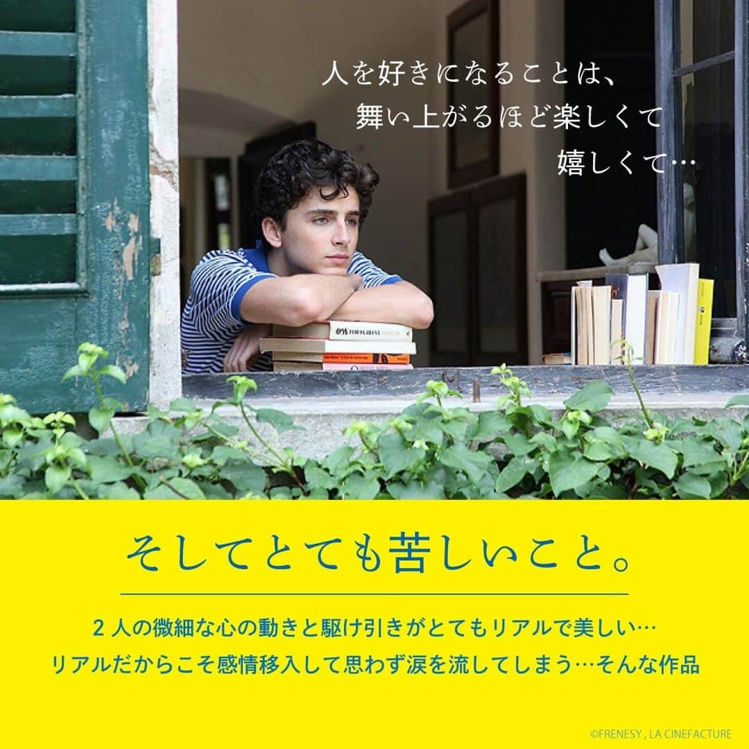 Hulu Japanさんのインスタグラム写真 - (Hulu JapanInstagram)「17歳と24歳の青年の 初めての、そして生涯忘れられない恋  #君の名前で僕を呼んで  #CallMeByYourName   #ティモシーシャラメ  #アーミーハマー」1月23日 13時52分 - hulu_japan