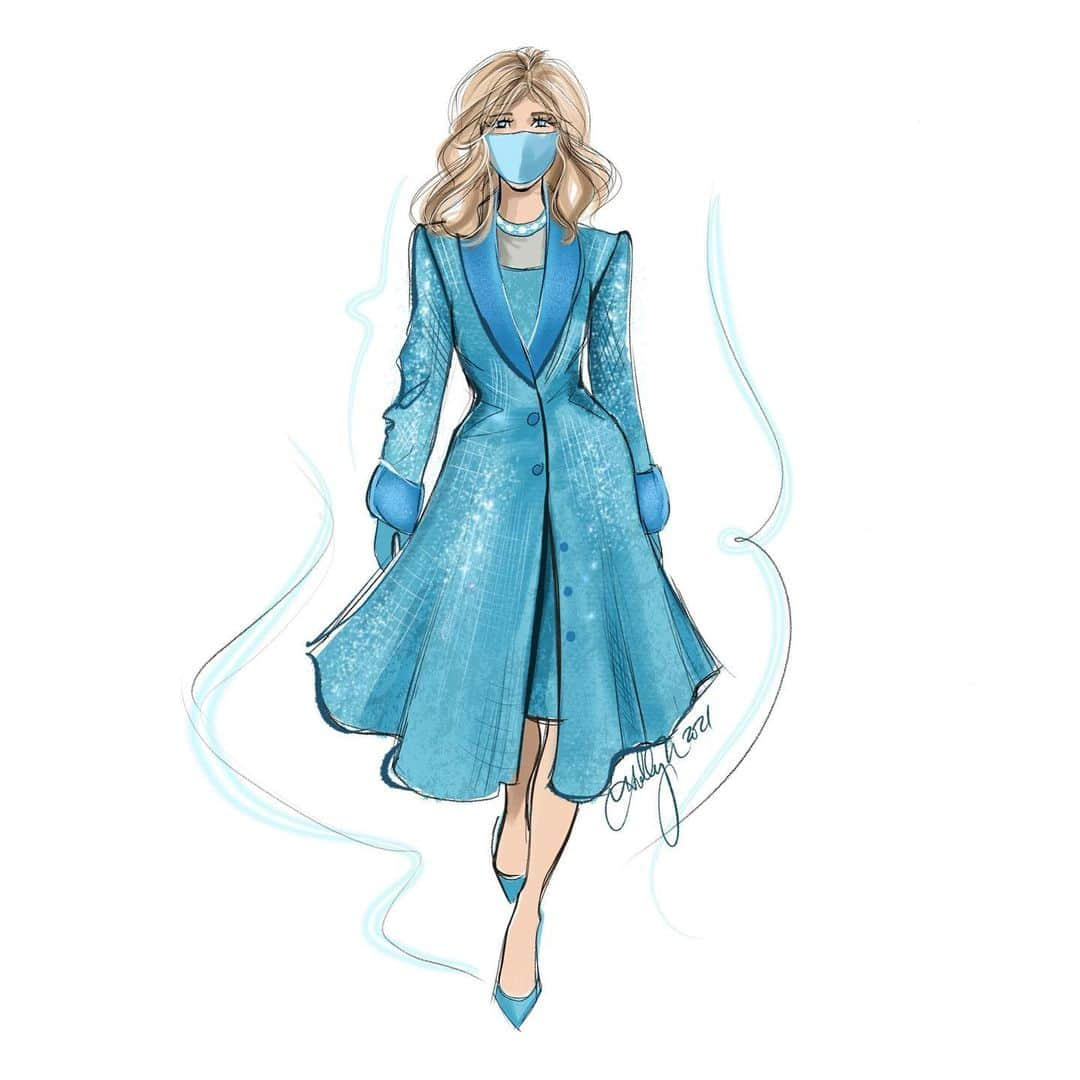 Holly Nicholsさんのインスタグラム写真 - (Holly NicholsInstagram)「Dr. Jill Biden, FLOTUS, wears @markarian_nyc , sketched with Procreate, #FLOTUS #JillBiden #Markarian #markariannyc #Inauguration #drjillbiden @flotus @drbiden」1月23日 8時58分 - hnicholsillustration