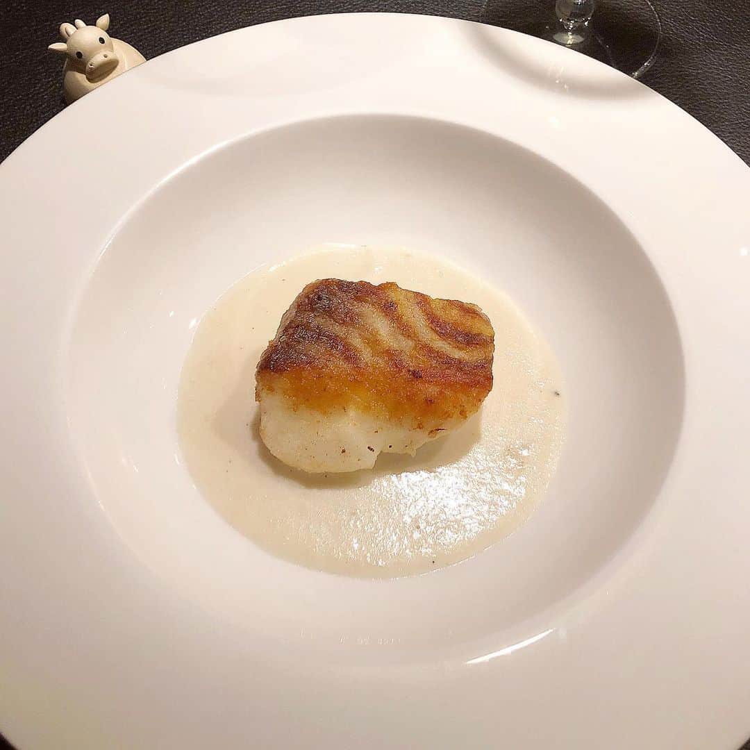 榊山敬代のインスタグラム：「🧀﻿🐟🍴…  ・ 近頃お魚をいただくときは 洋風スタイルがマイブーム  ということで はいチーズと 記念撮影の巻  この日ではペコリーノチーズ たっぷりのソースこしらえて  ヒラメさんはコンガリ焼いて 中はふわふわしっとり美味也  チーズとトロンと相性よくて しばらくはマイブームな予感  🧀🐟""""""'""' ・　　　 ・ ・ #おうち大好き #enjoyhome ・ ・ ・  #dinner #夕食  #おうちごはん #おうちディナー #おうちのみ #brut #champagne #しゅわしゅわと共に #ヒラメ#平目 #fish #cheese #チーズ #オリジナルソース #sauce #Japanese #food #おもいつき #創作料理 #artist #cooking #日本画家 の #お料理こんなもん」