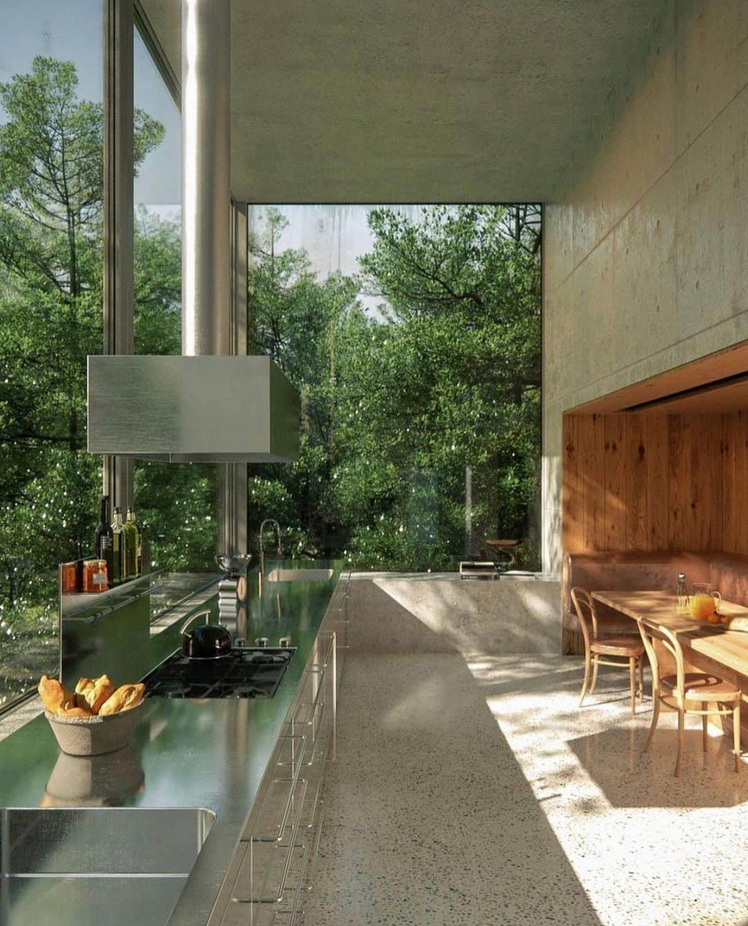 スティーブンアランのインスタグラム：「Zumthor House by Peter Zumthor. Haldenstein, Switzerland. Via @steffan #stevenalan」