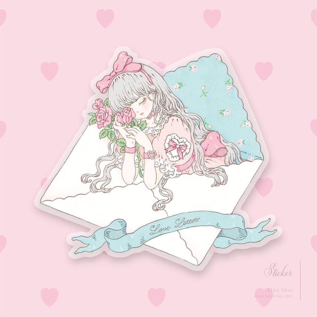 今井キラのインスタグラム：「𝑁𝑒𝑤 𝑖𝑡𝑒𝑚﻿ ﻿ ♥️Sticker﻿ 𝐿𝑜𝑣𝑒 𝐿𝑒𝑡𝑡𝑒𝑟 ﻿ 𝙰𝚋𝚛𝚊𝚌𝚊𝚍𝚊𝚋𝚛𝚊﻿ バレンタインをイメージしたステッカーです♡﻿ ﻿ ﻿ ﻿ ♥️"The RED HEART SUNDAES"﻿ ♥️2/10(水)-16(火)﻿ ♥️ラフォーレ原宿2F CONTAINER﻿ ﻿ 全ての新商品はWebStoreにも入荷しますので皆さまどうか無理はなさらず。﻿ 是非WebStoreもご活用ください💌﻿ ﻿ #redheartsundaes #kiraimai #イラストレーター #illustration #kawaii #japanillustration  #kawaiiart #sweetlolita  #lolitaart」