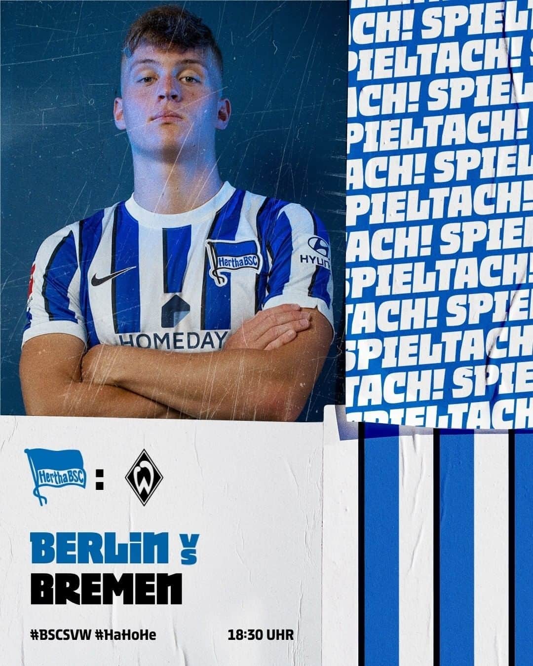 ヘルタ・ベルリンのインスタグラム：「Spieltach, Rückrunden-Auftakt, #BSCSVW! 🔵⚪️ . . #HaHoHe #herthabsc」