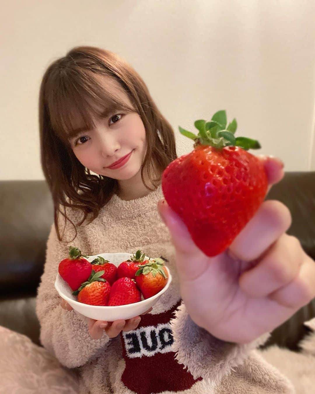 渕上舞さんのインスタグラム写真 - (渕上舞Instagram)「🍓﻿ ﻿ ﻿ 4.5年前におでかけロケでお世話になってから、毎年のようにメンバーといちご狩りに行っている #白木のいちごしあわせもん さんの苺〜🥰﻿ ﻿ 最近はなかなか行けていなかったので、頼んじゃいました…！﻿ お家でたくさん食べるとちょっといちご狩り気分。﻿ プチ贅沢〜🥲﻿🍓 ﻿ また落ち着いたらみんなで行きたいです♪﻿ ﻿ ﻿ #あまおう #あまおう苺 #いちご狩り #いちご狩り🍓 #福岡いちご狩り #白木のいちご #福岡おすすめスポット #HKT48のおでかけ #おうちじかん #プチ贅沢 #ジェラピケ #gelatopique #福岡観光 #fukuokatrip #fukuoka ﻿ ﻿」1月23日 23時17分 - mai_fuchigami_48