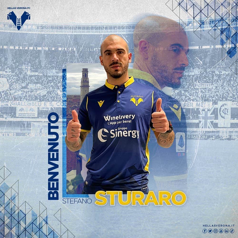 エラス・ヴェローナFCのインスタグラム：「STEFANO 😍💛💙  #Sturaro è un nuovo centrocampista del Verona.  #HVFC #BenvenutoStefano」