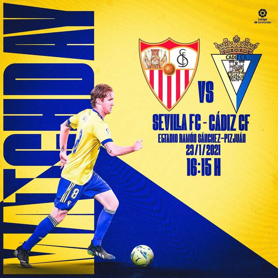 アレハンドロ・フェルナンデス・イグレシアスのインスタグラム：「Partido grande, para empezar la vuelta...y qué mejor que ganando! Vamos Cádiz💛💙  #mehandichoqueelamarillo #AF8」