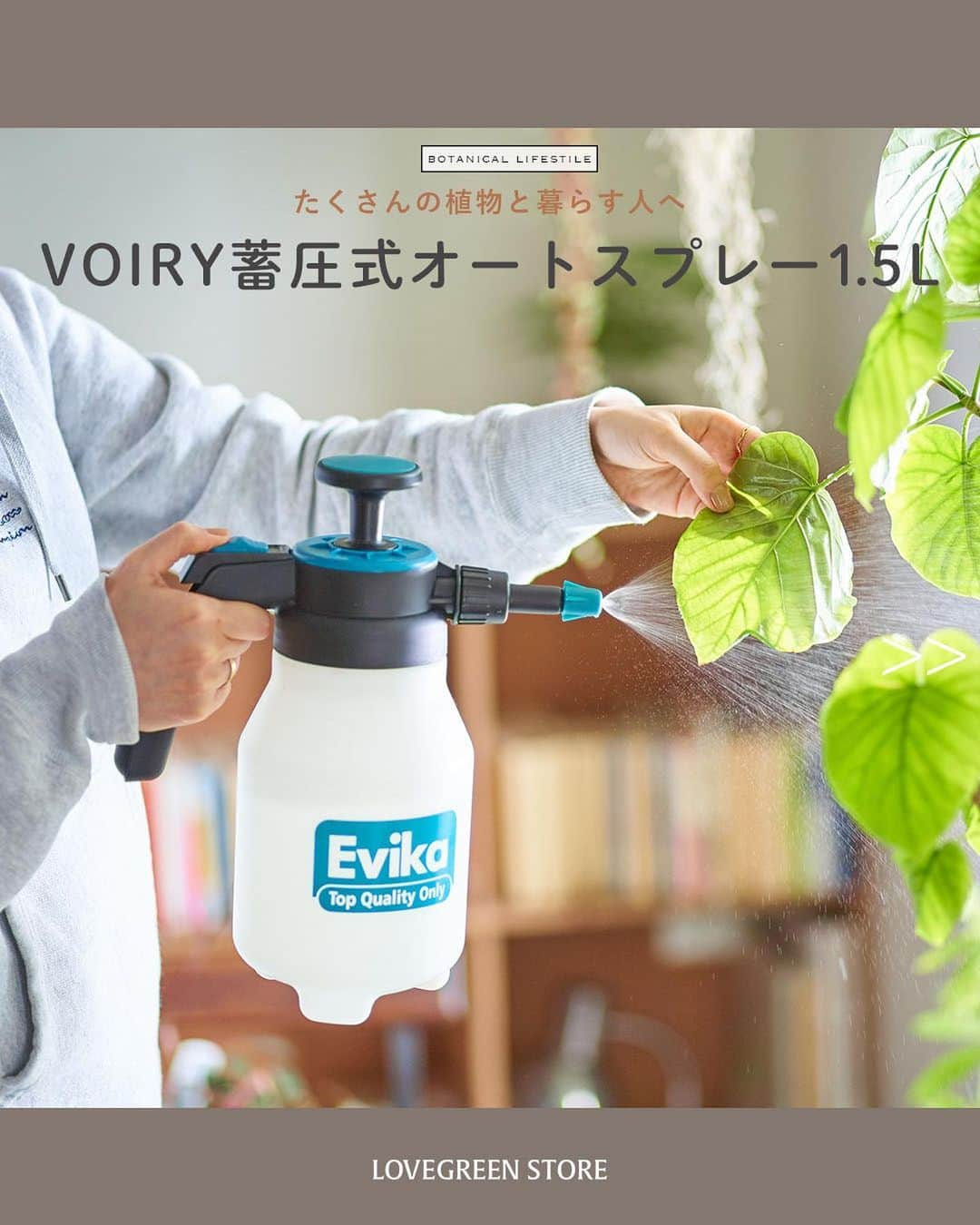 LOVEGREEN -植物と暮らしを豊かに。さんのインスタグラム写真 - (LOVEGREEN -植物と暮らしを豊かに。Instagram)「手が疲れない 葉水が楽しくなる霧吹き  【蓄圧式オートスプレー　1.5L VOIRY】  植物が好きになると、だんだんと家の中の植物が増えていきますよね？ それに大きな観葉植物も買ってみたりして、家の中がグリーンでいっぱいで幸せに。  一方、大変になってくるのが葉水  乾燥する季節、病害虫から大切な植物を守ためにも葉水はとても大切。 でもたくさんの植物や大きい葉に霧吹きでスプレーしていくのって想像以上に大変です。 何度もシュッシュしてるうちに手が疲れた！なんてこと、ありませんか？  そんな悩みは蓄圧式オートスプレーで解決🌿  容器内に圧をかけて、スイッチを入れるだけでスプレーができる優れもの  何度もレバーを握る必要がないから、もちろん手は疲れません♪  手元でスプレーのオン /オフも切り替えられ、これがかなり使い勝手がいい！  デザインもどこかレトロな感じでかわいいです 植物の隣や、棚の上に置いておいてもインテリアとして◎  何度も何度もレバーを握ることなく、霧吹きができるなんて！初めての人はきっと感動するはず。 このスムーズな水やり、実際に体験してみませんか。     プロフィールのリンクからも、お値段やサイズなど詳しい情報がご覧いただけます。 →https://www.instagram.com/lovegreen_official/?hl=ja  #植物とインテリア #植物のある暮らし #植物と暮らす #インテリアグリーン #インテリアグリーンのある暮らし #インドアグリーン #インドアグリーンのある暮らし #葉水 #霧吹き #病害虫予防 #voiry #interiorgreen #indoorplants #spray #植物好きな人と繋がりたい #植物と暮らしを豊かに #lovegreen #lovegreenstore」1月23日 21時00分 - lovegreen_official