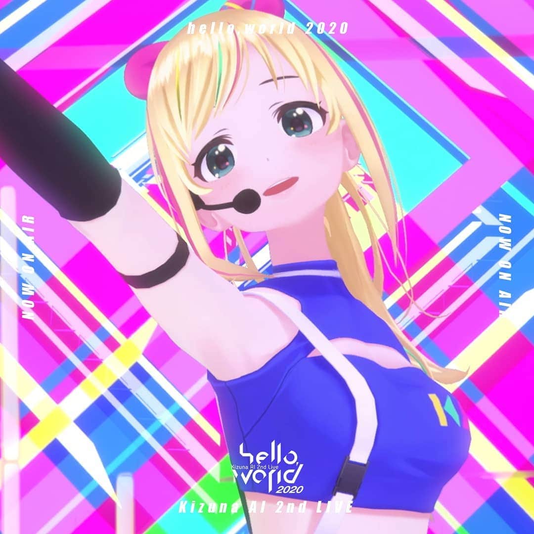 キズナアイのインスタグラム：「Now Streaming on YouTube  .  Kizuna AI 2nd Live  #helloworld2020  .  17  mirai (Prod.☆Taku Takahashi)  .  18  Again (Prod. TAKU INOUE)  .  Check the link in Kizuna AI profile.  .  .  #キズナアイ #kizunaai  #aichannel #aichannel_official」