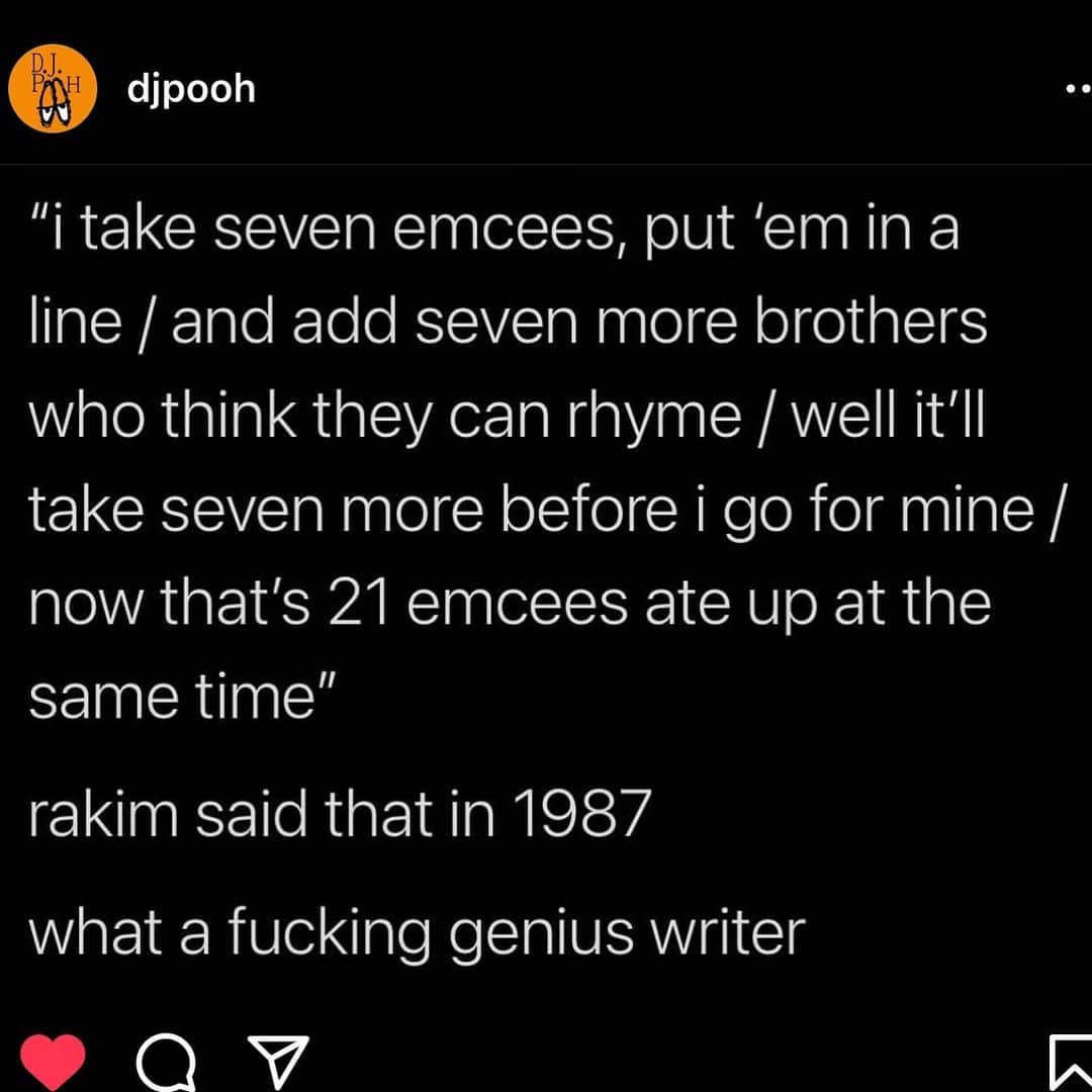 T.I.のインスタグラム：「Historical Bars from a  Hall of Fame Lyricist/God MC  @officialrakimallah 👑  RP: @djpooh」