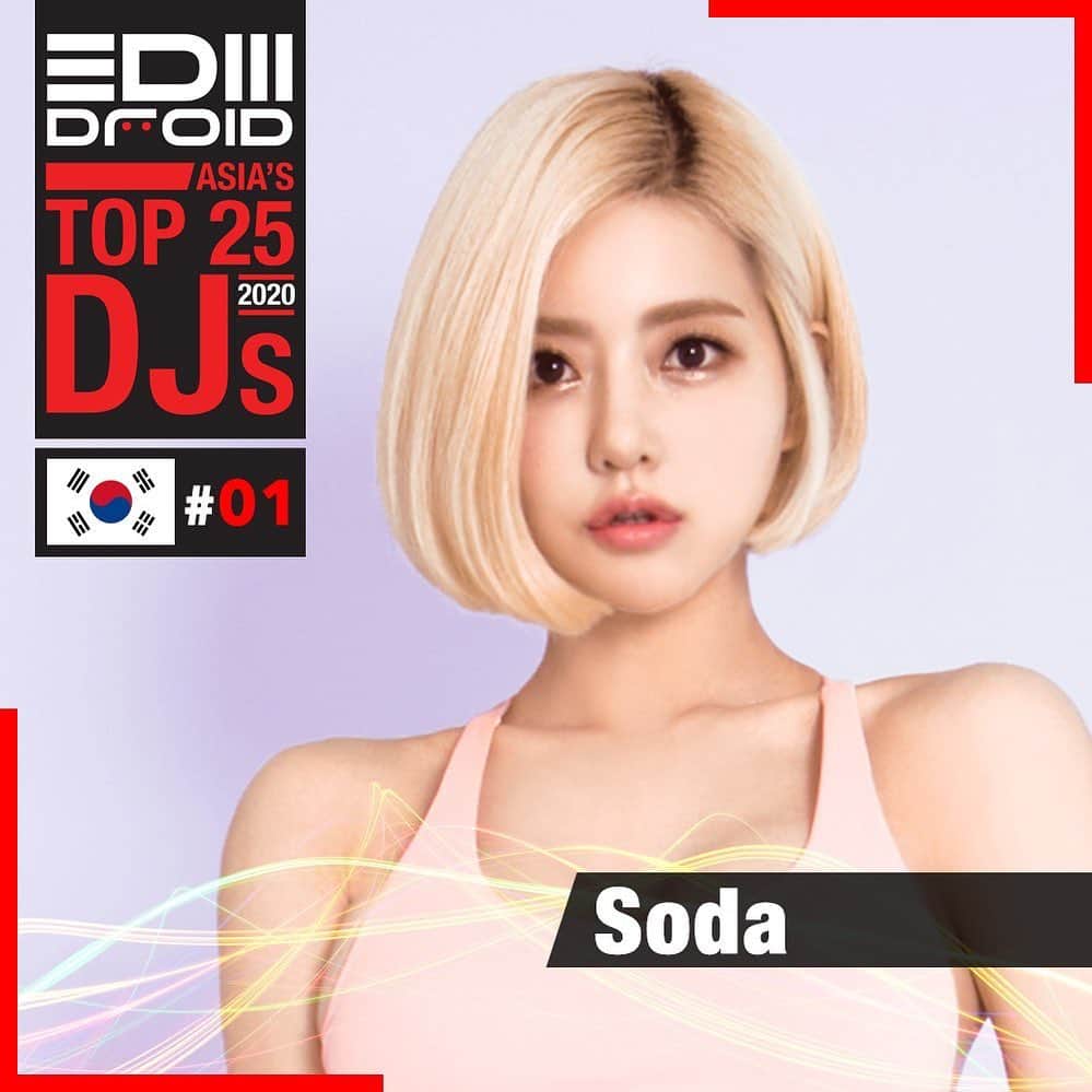 Dj Sodaのインスタグラム：「퇴원 하자마자 기쁜 소식이!! 제가 이디엠 드로이드 아시아의 탑25 디제이중 1위를 했어요!!!!!!🏆❤️감사합니다🥰🥰 I ranked #1 among 'ASIA'S TOP 25 DJs OF 2020' and in Korea on #edmdroid 🥳💖 I'd like to thank all my fans for their support and tremendous love!🎊I have also recovered very well, due to all of you being by my side through all of it🥰🙏 Let's all make this year big and bright!✨#DJSODA #EDMdroidAsia #Top25DJs #Top25DJs2020」