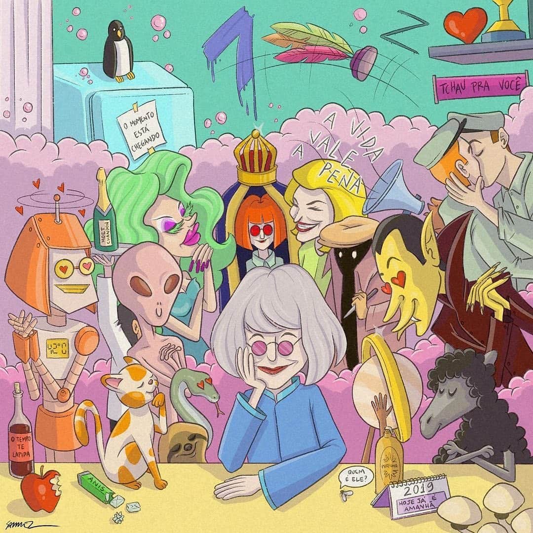 カロライナディークマンのインスタグラム：「bora brincar??? então vê aí quantas músicas da rita lee vc consegue achar nessa ilustração e me diz...」