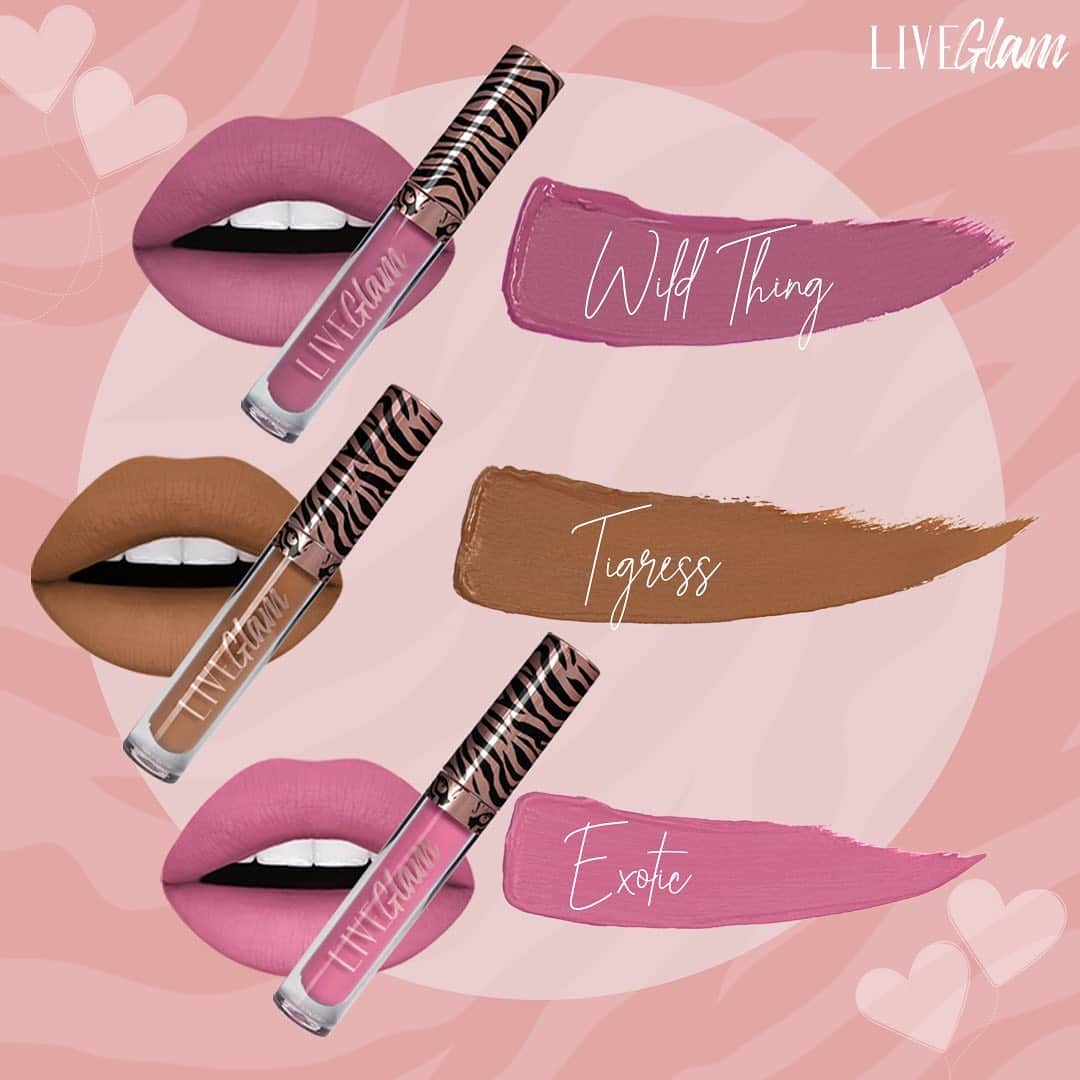 LiveGlamのインスタグラム：「AVAILABLE NOW: #LiveGlam February 2021 Lippie and Brush Collections! 🐯💄 Get ready for some roar-mance 💘  👄Wild Thing: Get em’ tiger! This lippie’s matte pinky plum, vibrant finish is a love story that never ends! 👄 Tigress:  Let your heart skip a beat with this effortless deep brown nude shade! 👄 Exotic: Wear this dusty rose shade for a night on the prowl!  ✨M507: Great for a light, wispy application of color! ✨M160 1/16: Great for applying gel and cream liners! ✨R14: Great for diffused and evenly applied contour right in the hollows of the cheek! ✨M408 Great for defined color placement! ✨M562: Great for creating seamless transitional effects!   Wanna trade? If you’re a current LiveGlam member & not wild about one or all of these lippies/ brushes, no worries! Just log in to your account before your next billing date and you can TRADE for a different product! 😍   Comment your favorite lippie for a chance to win the collections! 🐅💋 #LiveGlamFam   Update: Congrats @shiver_93 🥳 please DM us to claim your prize!」