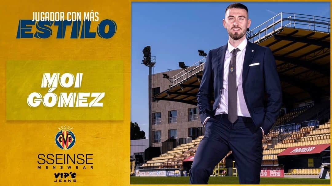 ビジャレアルCFのインスタグラム：「Y el Premio @vips_jeans & @sseinse al jugador Más Elegante en el Huesca 🆚 #Villarreal es para...¡Moi Gómez!  The @vips_jeans and @sseinse award for the Most Stylish Player during Huesca 🆚 #Villarreal goes to... Moi Gómez!  #futbol #football #soccer #laliga」