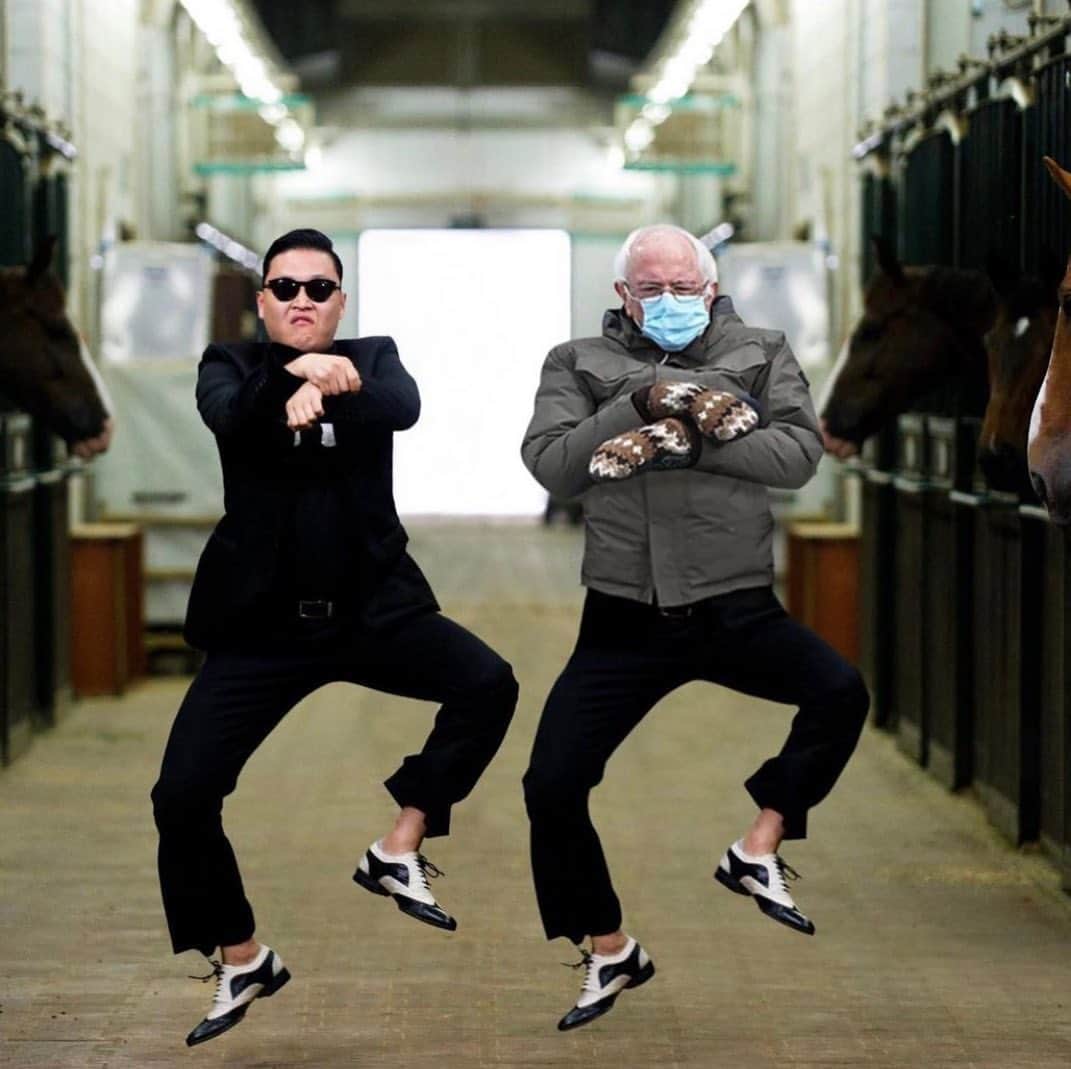 のインスタグラム：「when a client tags you wondering if bernie and psy are wearing your shoes dancing to gangnam style 🤣🤣🤣🤣 should we do a black and white mr. doubt?」