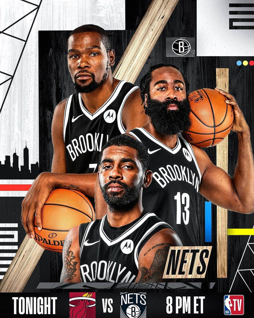 NBAさんのインスタグラム写真 - (NBAInstagram)「Catch the @brooklynnets superstar trio in action 8:00pm/et on @nbatv!」1月24日 6時52分 - nba