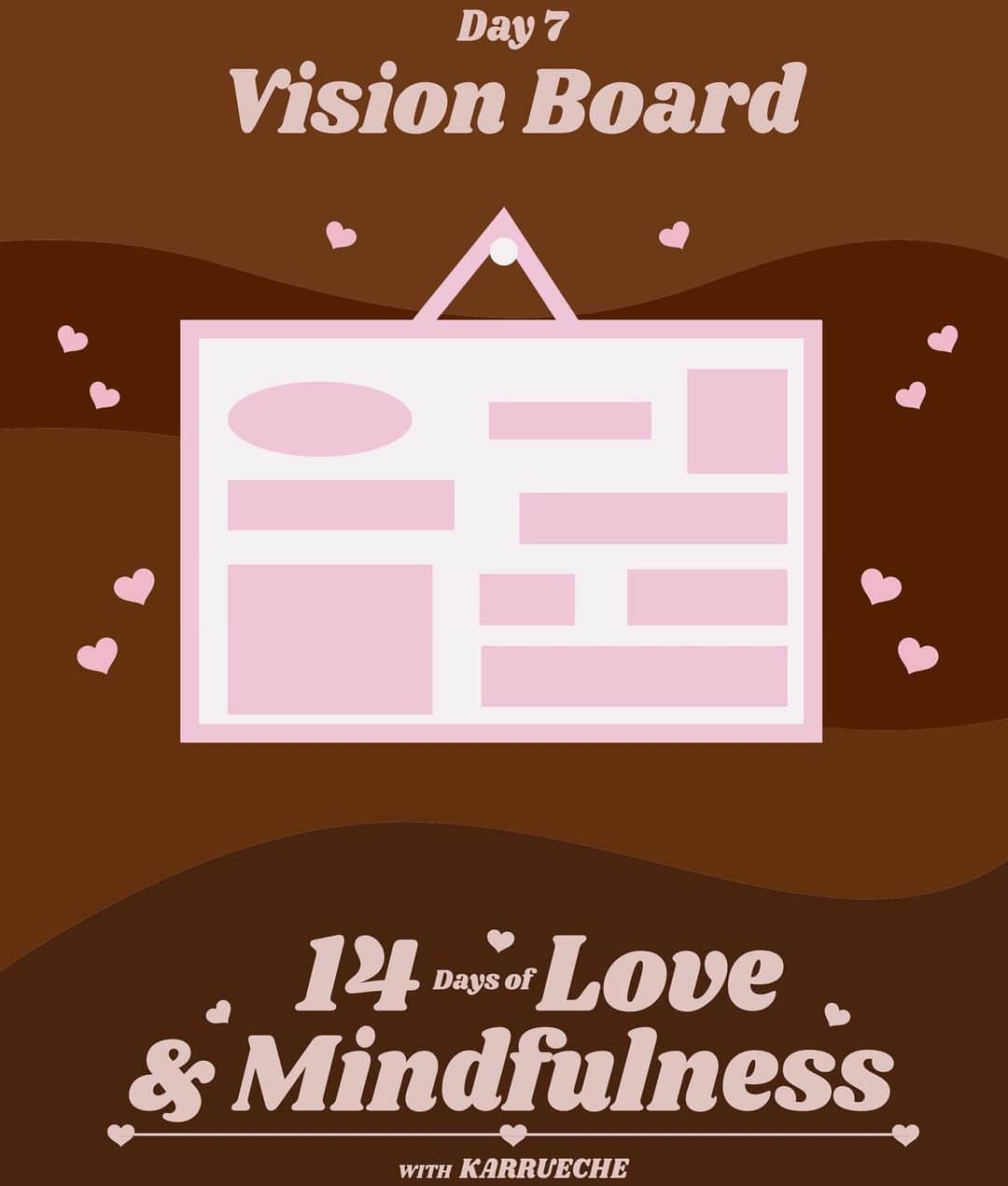 カルーシェ・トランのインスタグラム：「Day 7 of 14 Days of Love & Mindfulness - Create a vision board for the year! Manifest what you envision for yourself and then brainstorm on ways you can make it happen.. think about the things you can do and work towards to make your future goals come to fruition.. utilize your resources.. Hard work makes the dream work!」