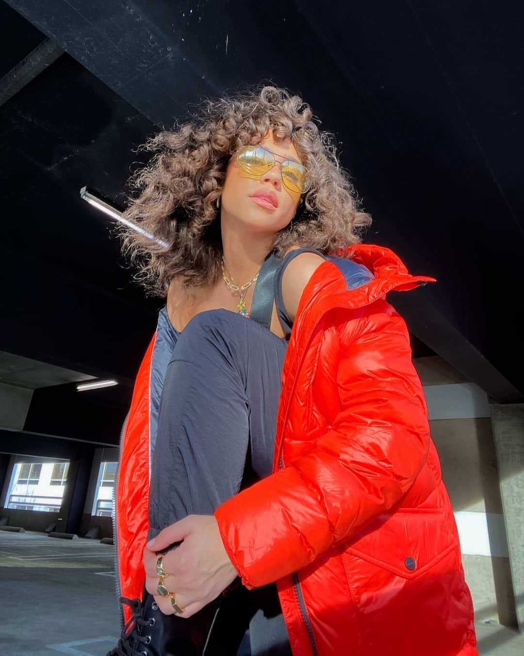 DKNYのインスタグラム：「The #DKNY Long Puffer, as seen on @mvkdre.」