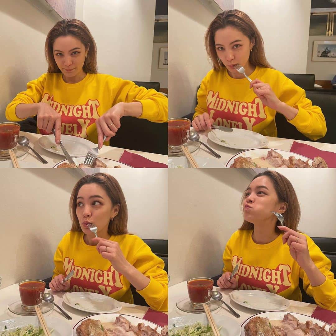 ステファニーのインスタグラム：「🍟🍽🌈💛 Yummy yummy night.」