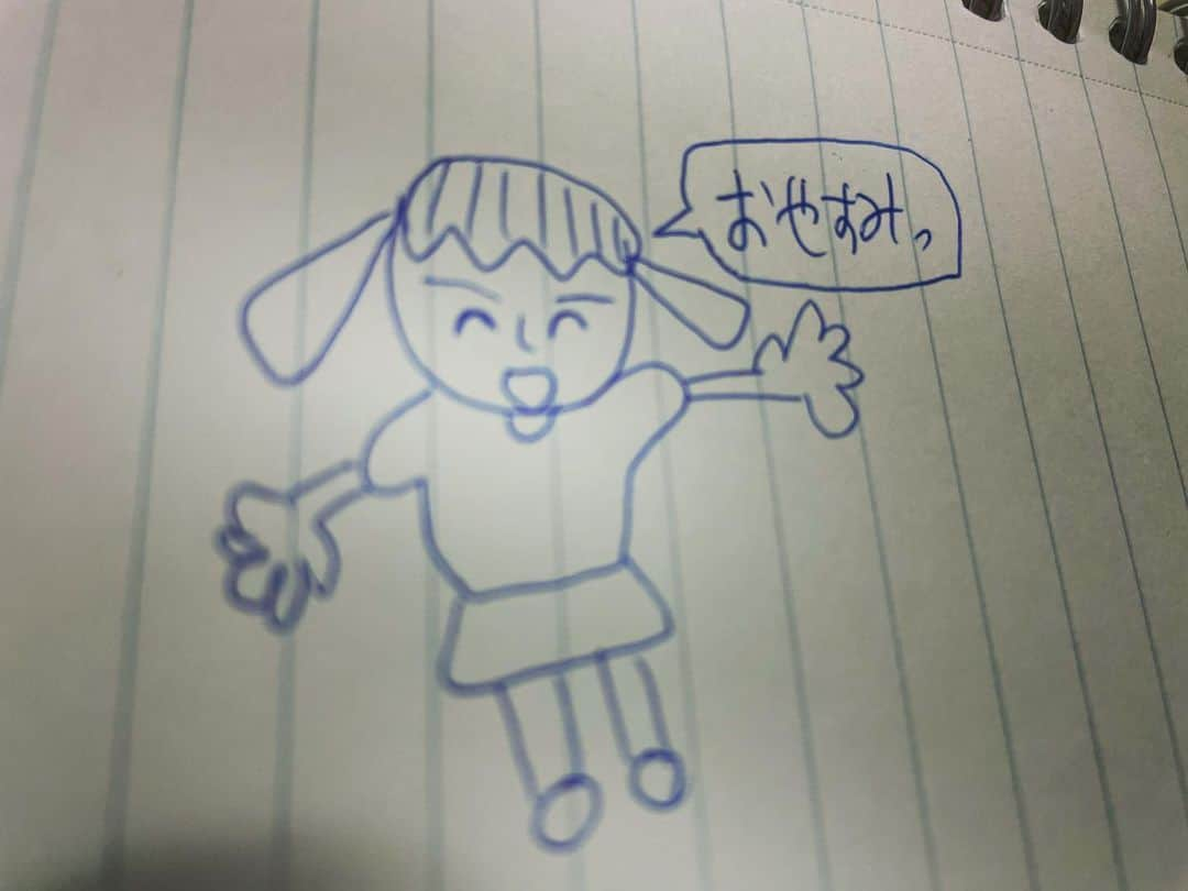 大森美優さんのインスタグラム写真 - (大森美優Instagram)「最近、顔と手が描けるようになりまして、人間だと認識できるくらいになりました。🖼🙄 おやすみ、、、😴😂💤 #絵  #ひどい  #おやすみなさい  #akb48」2月7日 22時05分 - omorimiyu