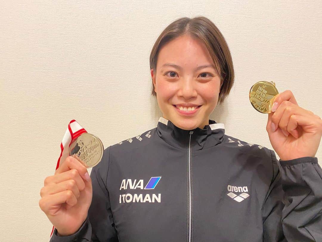 大本里佳のインスタグラム：「200IM 2’10.62 🥈 50FR 24.75 🥇　PB  練習終わりに何度もスタート練習をした甲斐がありました☺️ 引き続き、目標に向かって頑張ります🌟」