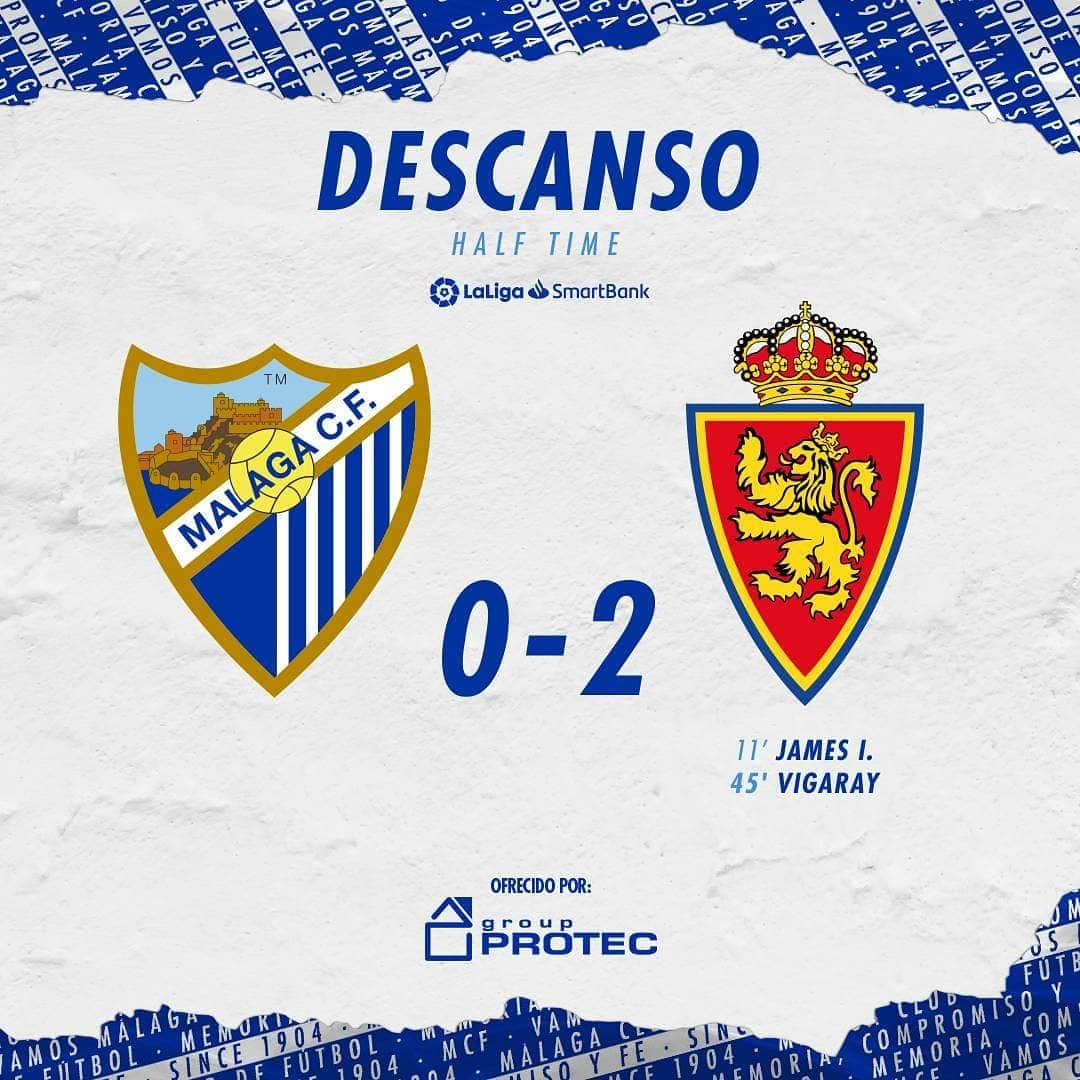 マラガCFさんのインスタグラム写真 - (マラガCFInstagram)「0-2 DESCANSO|  🆚️ @RealZaragoza ⚽️ James I. (11') y Vigaray (45')  🏟 Estadio La Rosaleda  📱 #MálagaRealZaragoza   Ofrecido por @protec_distribuciones  #MCFLive」2月8日 0時55分 - malagacf