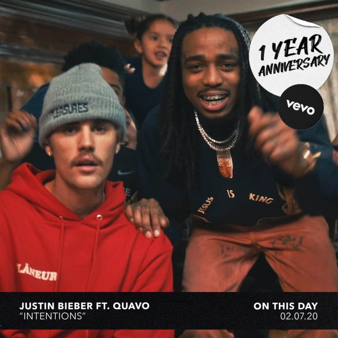 Vevoさんのインスタグラム写真 - (VevoInstagram)「We were all smiles when we watched @justinbieber and @quavohuncho's heartwarming video for "Intentions" one year ago ❤️ ⠀⠀⠀⠀⠀⠀⠀⠀⠀ ▶️[Link in bio] #JustinBieber #Quavo #Intentions」2月8日 1時00分 - vevo