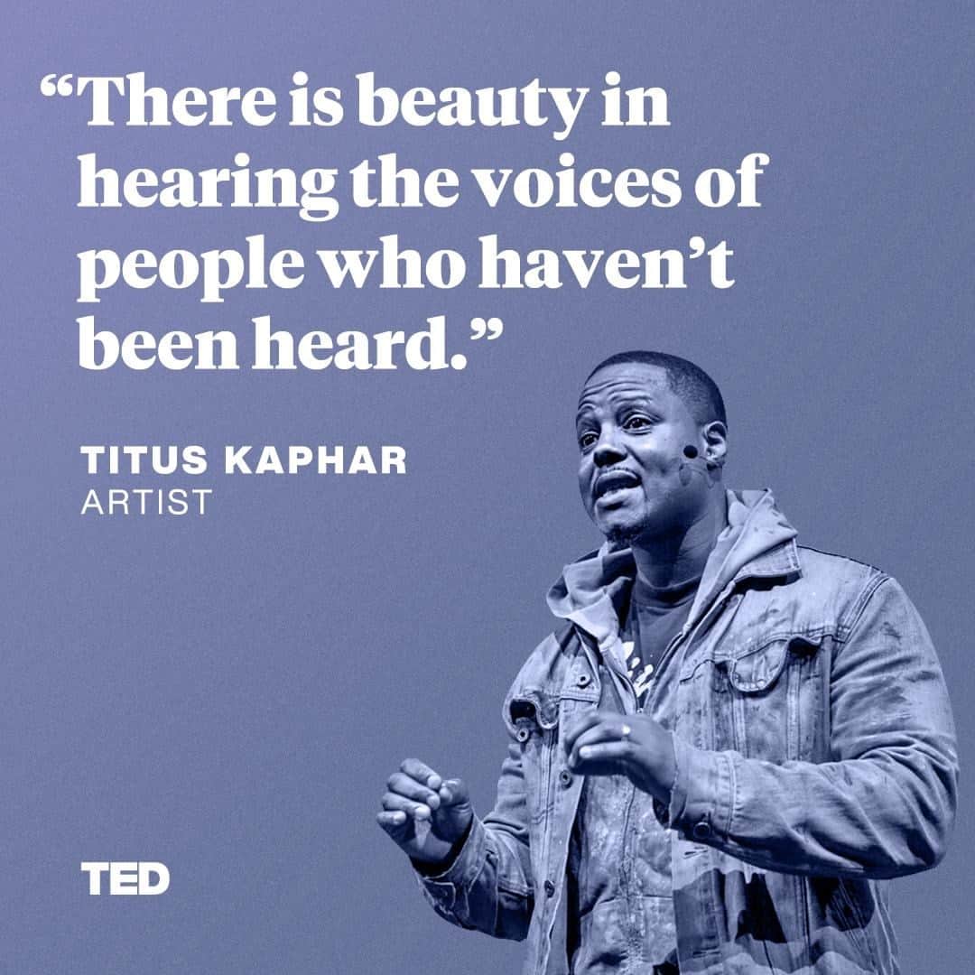 TED Talksのインスタグラム：「How do you define beauty? ⁠To artist Titus Kaphar, beauty isn't just about aesthetics — it's about truth-telling. In his work, he interrogates history and racial injustice, often using the technique of cutting out, covering or otherwise altering historical paintings to bring forgotten Black figures to the forefront. “There are so many of us who are amending this history in order to simply say we were there," he says in his TED Talk. Visit the link in our bio to see Kaphar's stunning work — and learn how art can help us start difficult conversations.」