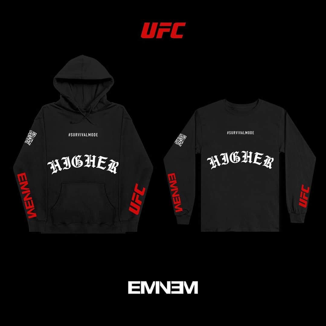 エミネムのインスタグラム：「#SURVIVALMODE #HIGHER @ufc Official Limited Edition Collab - link in bio」