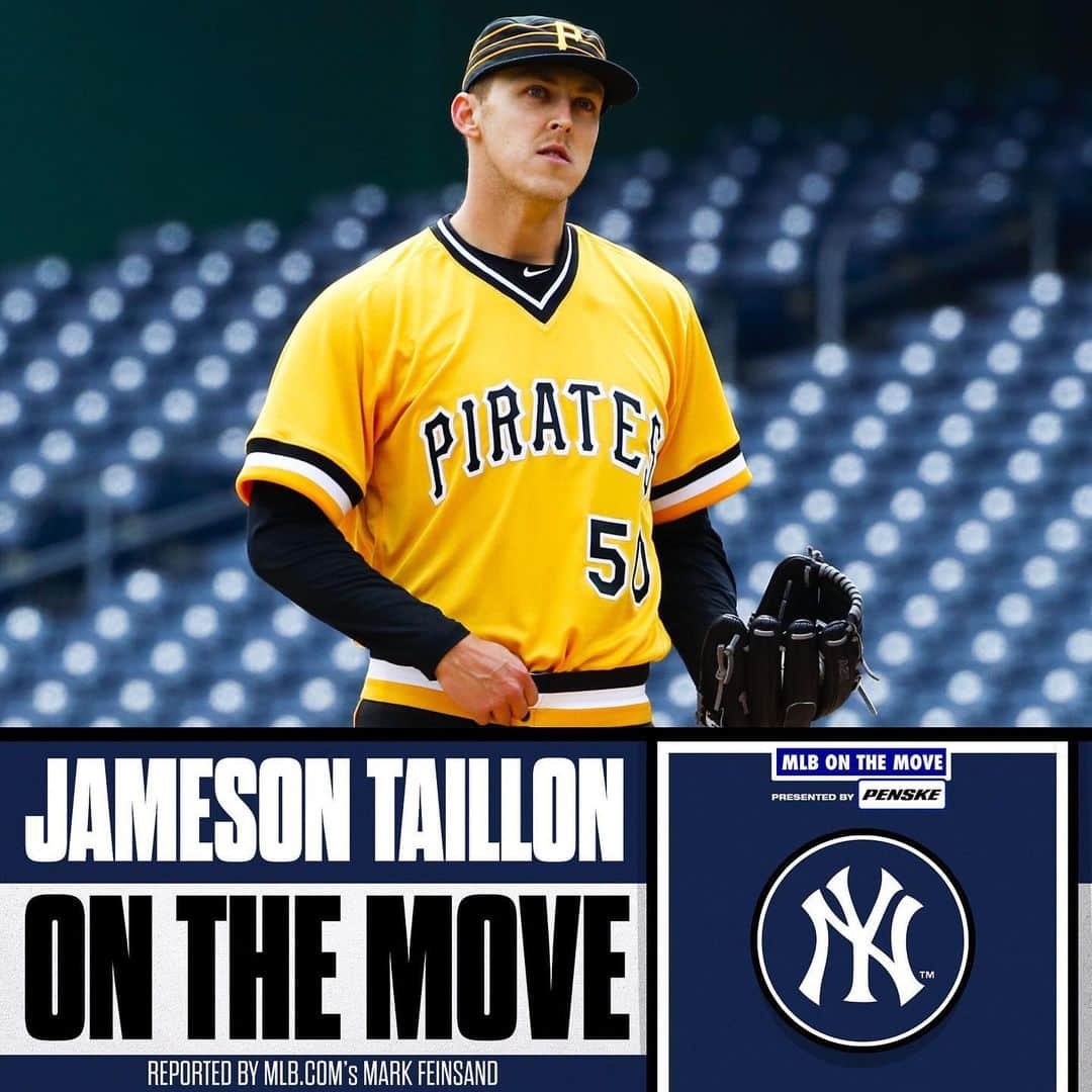 MLBさんのインスタグラム写真 - (MLBInstagram)「Another starting pitcher is heading to the Bronx.  The Yankees reportedly have a deal in place to acquire RHP Jameson Taillon from the Pirates, per Mark Feinsand.」1月25日 2時38分 - mlb