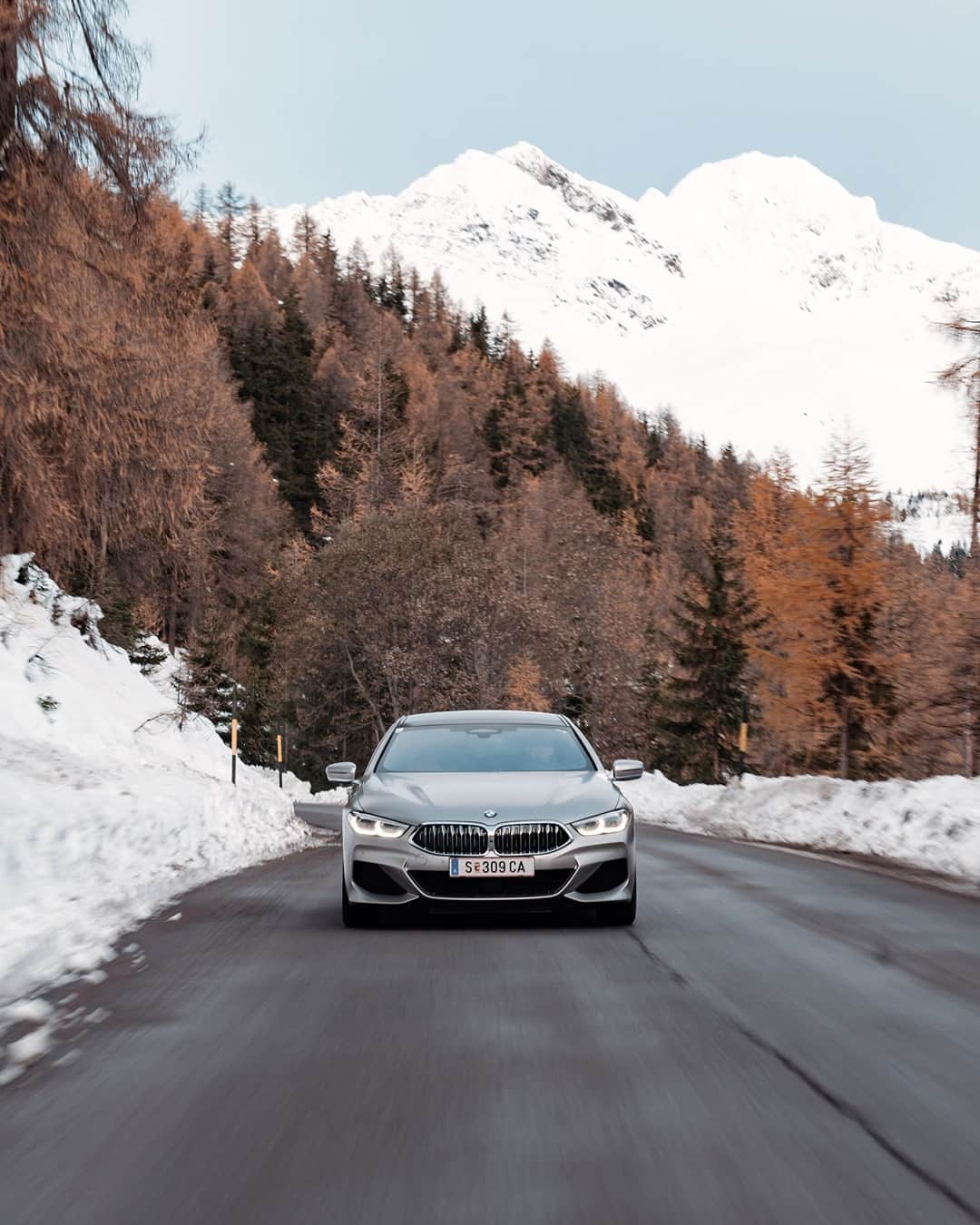 BMWのインスタグラム：「A must-have snow wear for winter. The BMW 8 Series Gran Coupé. #THE8 #BMW #8Series」