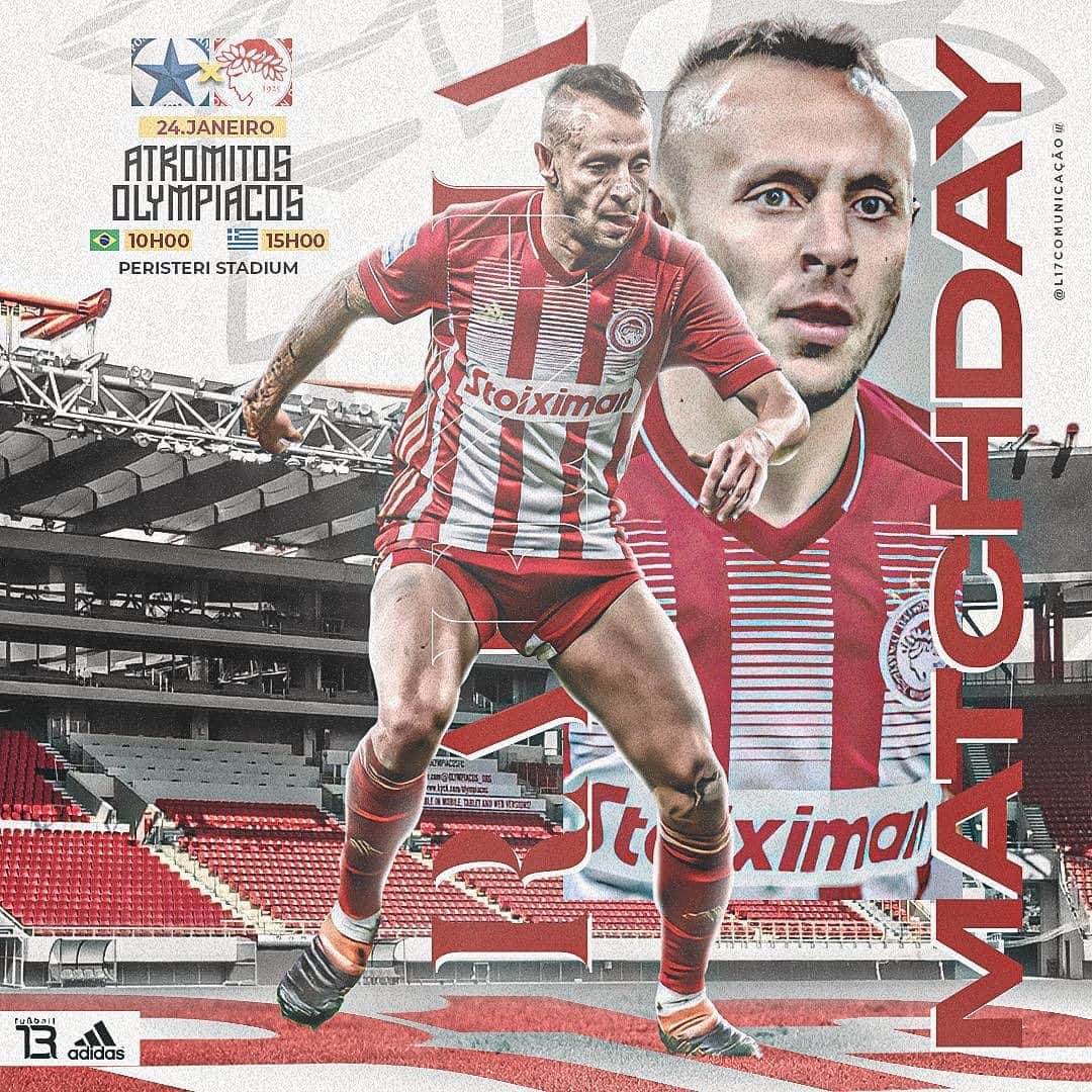 マルシオ・ラファエウ・フェレイラ・デ・ソウザのインスタグラム：「Vamos com Deus...!!! ⚽️⚪️🔴👊🏻 #PameOlympiakara #Juntosatéofinal」