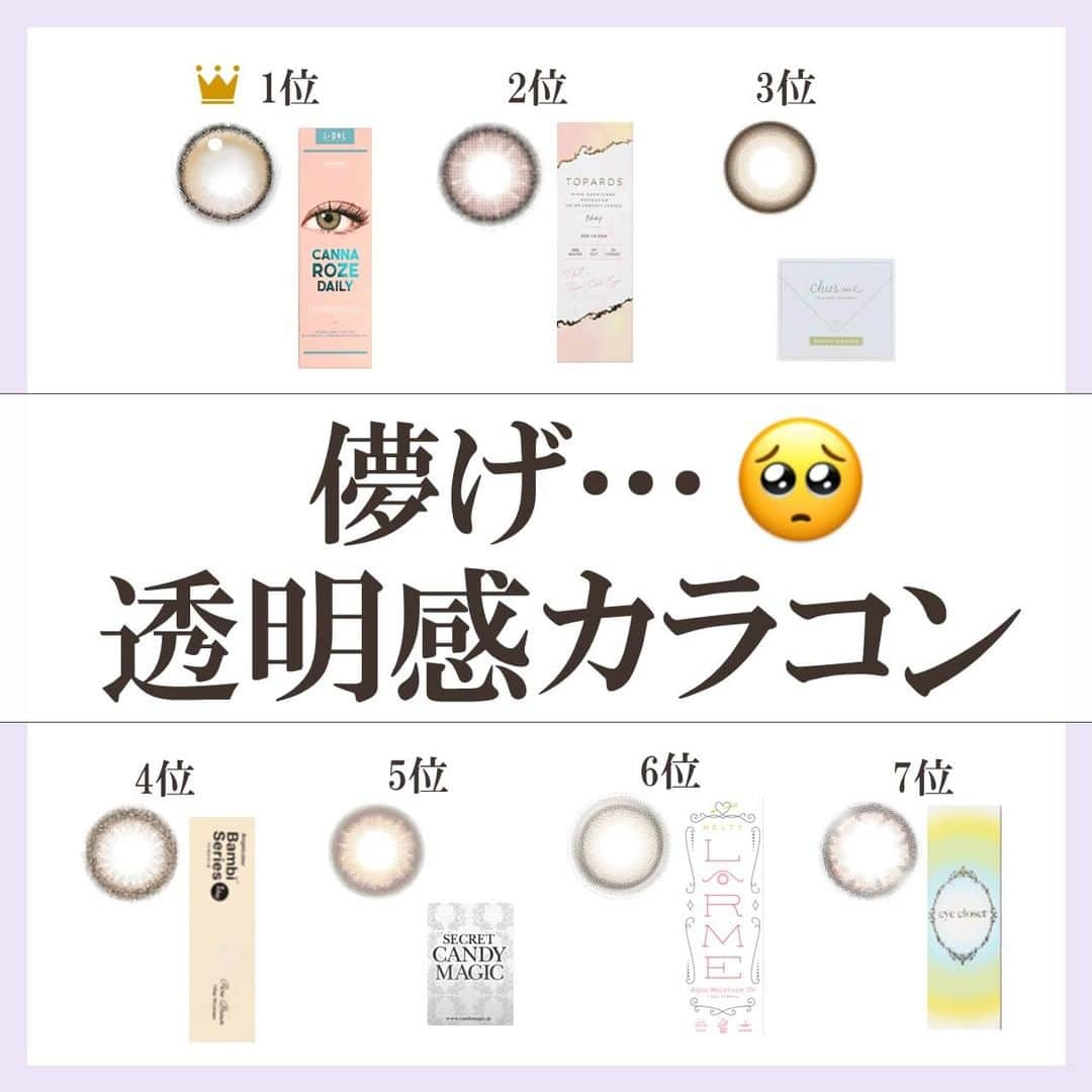 arine-beautyのインスタグラム：「透明感を瞳に仕込んで、 ちゅるん、ぷるん、うるんと見せてくれるカラコンをご紹介👀  普段はディファインや裸眼です、という方にもつけていただけるような、 自然だけど瞳を少し大きく見せてくれるようなデザインを集めました。  いつもと違う瞳に変身してみてはいかがでしょうか💕  #カラコン #カラコンレポ #カラコンレビュー #ナチュラルカラコン  #色素薄い系カラコン  #色素薄い系 #アイメイク #メイク #コスメ #カラコンレポ #カラコン #カラコンレビュー #ラルム #クリアマカロン #アイクローゼット #クリアベージュ #透明感カラコン #ちゅるんカラコン #色素薄い系カラコン #ナチュラルカラコン #カラーコンタクト #ワンデーカラコン #1dayカラコン #アイメイク #キャンディーマジック #シークレットキャンディーマジック #透明感アップ #バンビシリーズ #トパーズ #カンナロゼ」