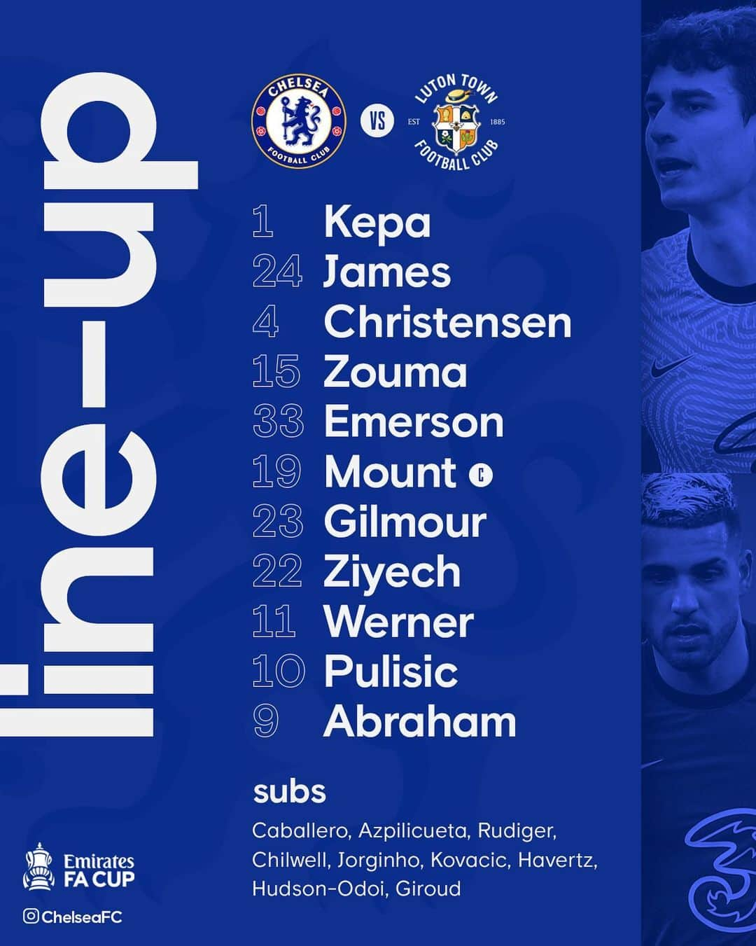 チェルシーFCさんのインスタグラム写真 - (チェルシーFCInstagram)「Your Chelsea team to take on Luton! 🤝 #CHELUT #CFC #Chelsea」1月24日 20時03分 - chelseafc