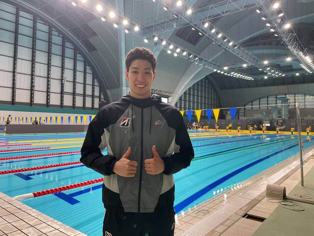 萩野公介のインスタグラム：「試合に出た皆さん、 お疲れ様でした。  収穫あるレースができたので 良かったです。 体調には気を付けて 頑張っていきましょう！  #bridgestone #chaseyourdream #nike #justdoit」