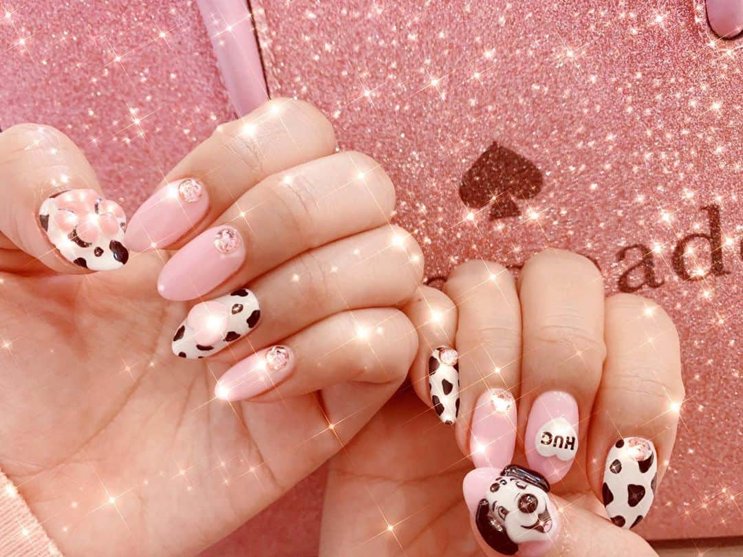 のインスタグラム：「🖤🤍 @candymiiiki  みきちゃんのニューネイル💅❤️  #jillandlovers #nail #nailart #paragel #gelneil#gel #ネイル #ネイルアート #me #look #love #かわいい#ダルメシアン」